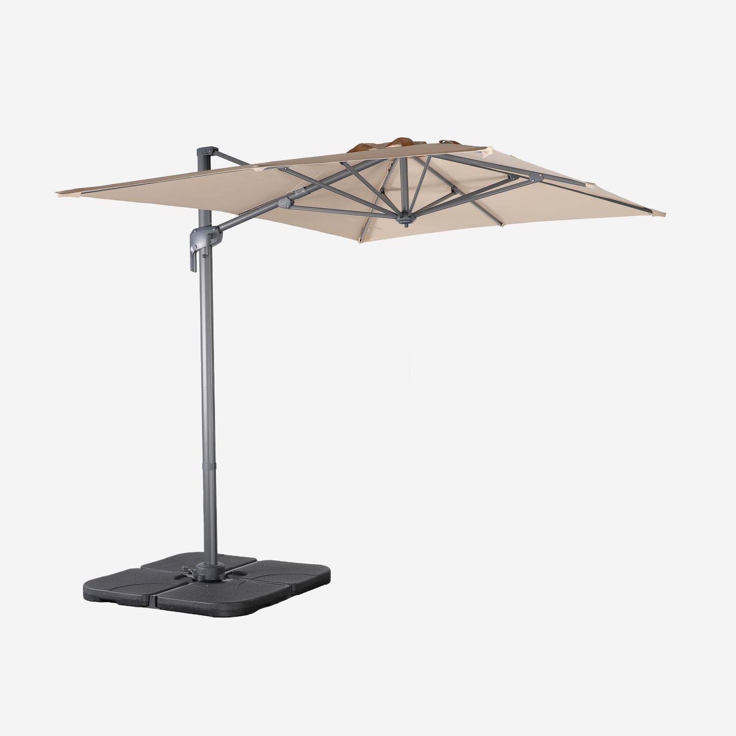 Parasol rectangular 2x3m + 4 losas de 50cm Beige - 298x198x240 cm,sweeek,Photo2