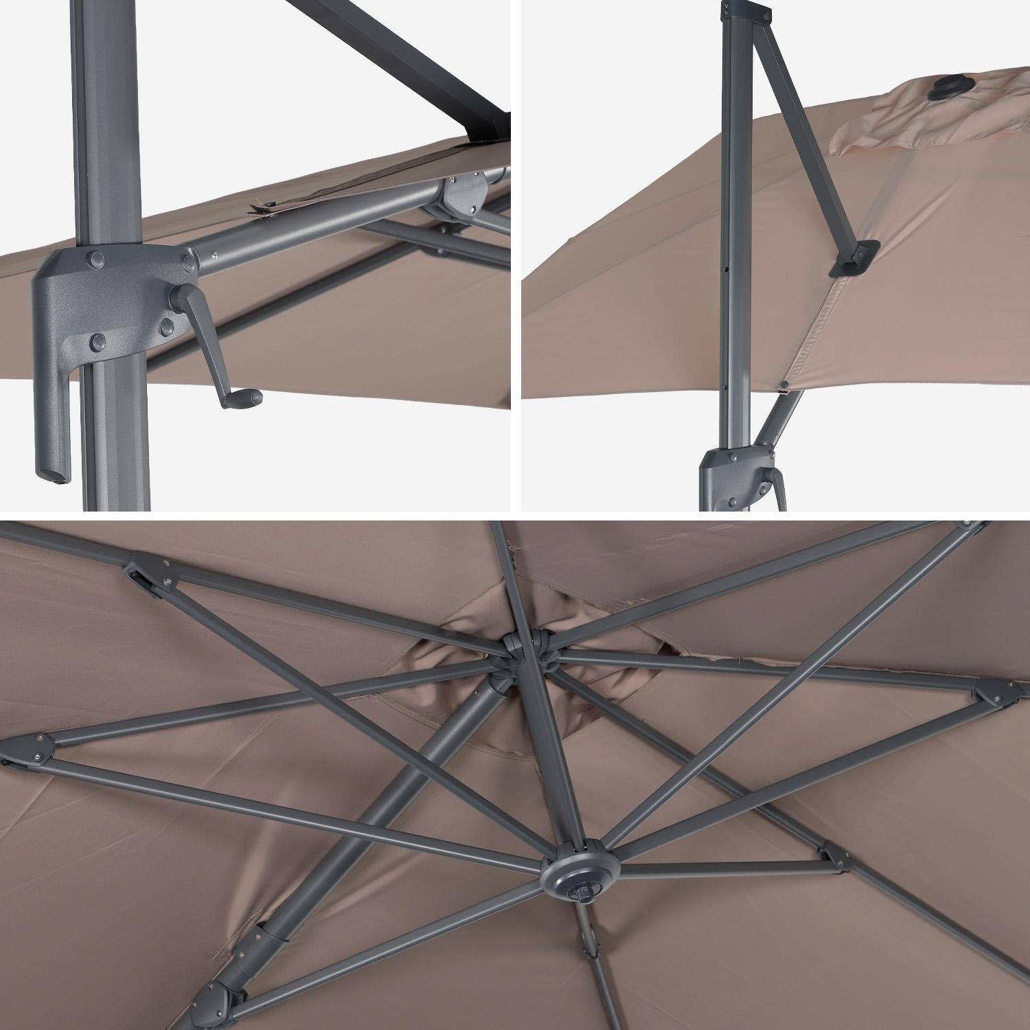 Parasol rectangular 2x3m + 4 losas de lastre 50x50cm, Antibes, Pardo, 298x198x240 cm,sweeek,Photo5