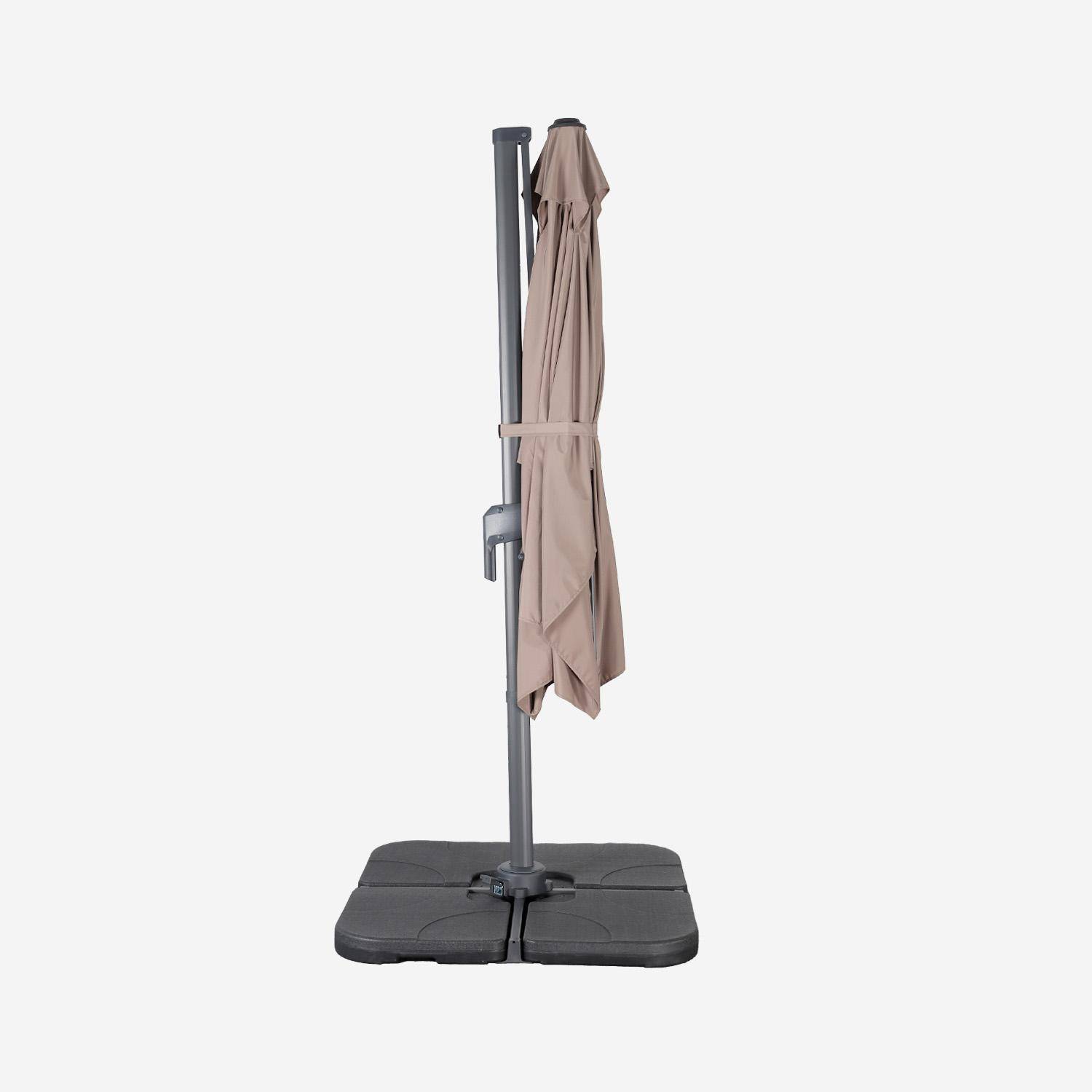 Parasol rectangular 2x3m + 4 losas de lastre 50x50cm, Antibes, Pardo, 298x198x240 cm Photo4