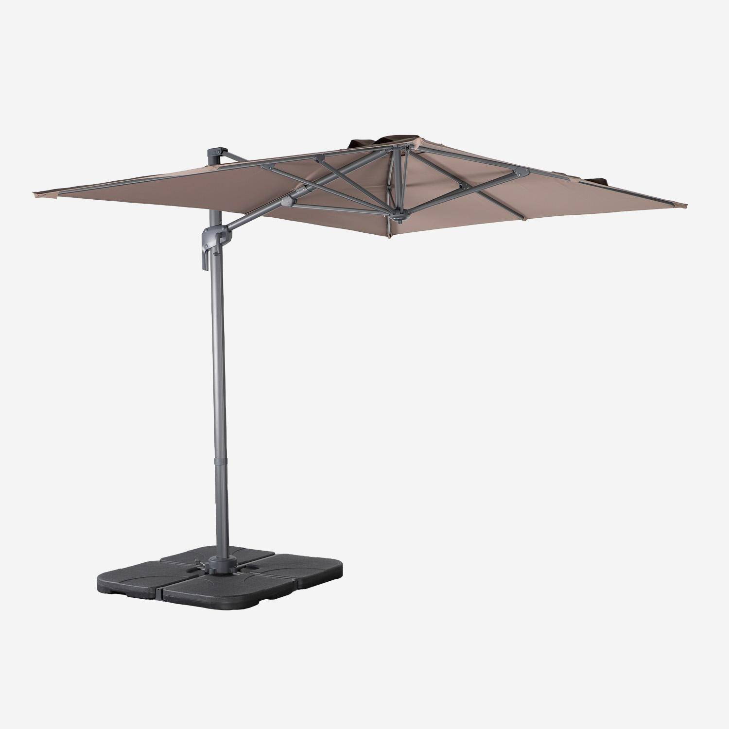 Parasol rectangular 2x3m + 4 losas de 50cm Pardo - 298x198x240 cm,sweeek,Photo2