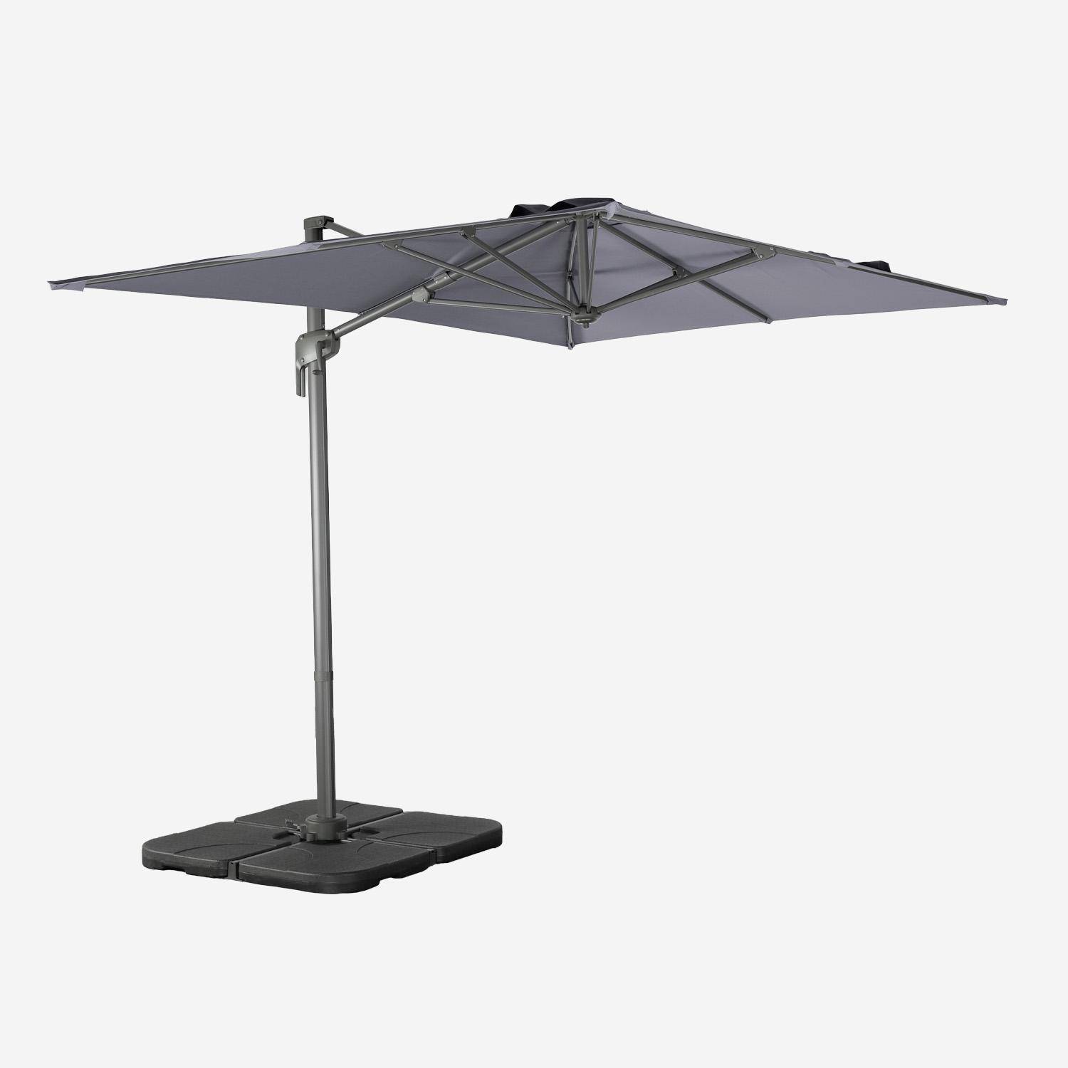 Rectangular cantilever parasol 2x3m + 4 ballast slabs 50x50cm, grey, 298x198x240 cm - Antibes,sweeek,Photo2