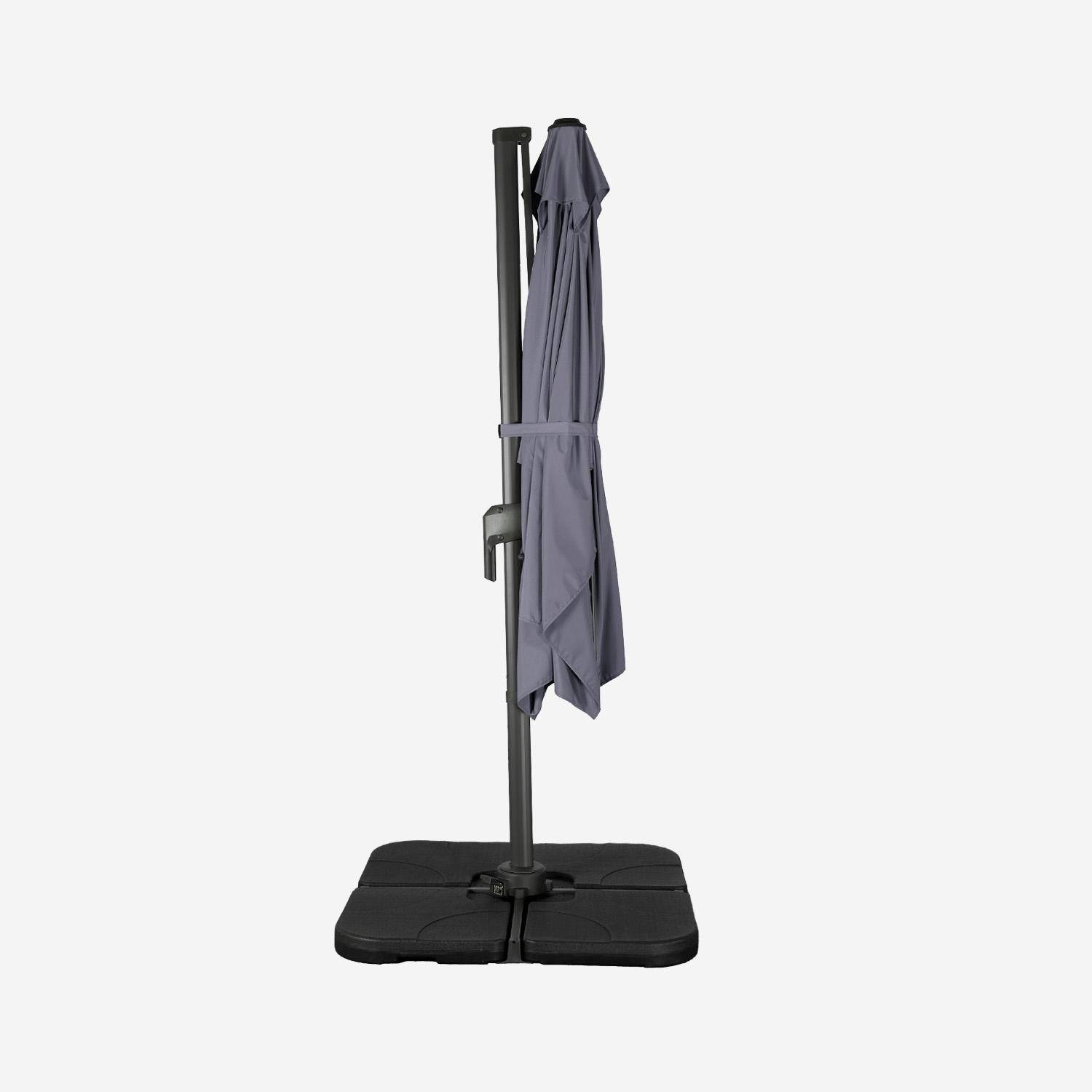 Parasol rectangular 2x3m + 4 losas de lastre 50x50cm, Antibes, Gris, 298x198x240 cm Photo4