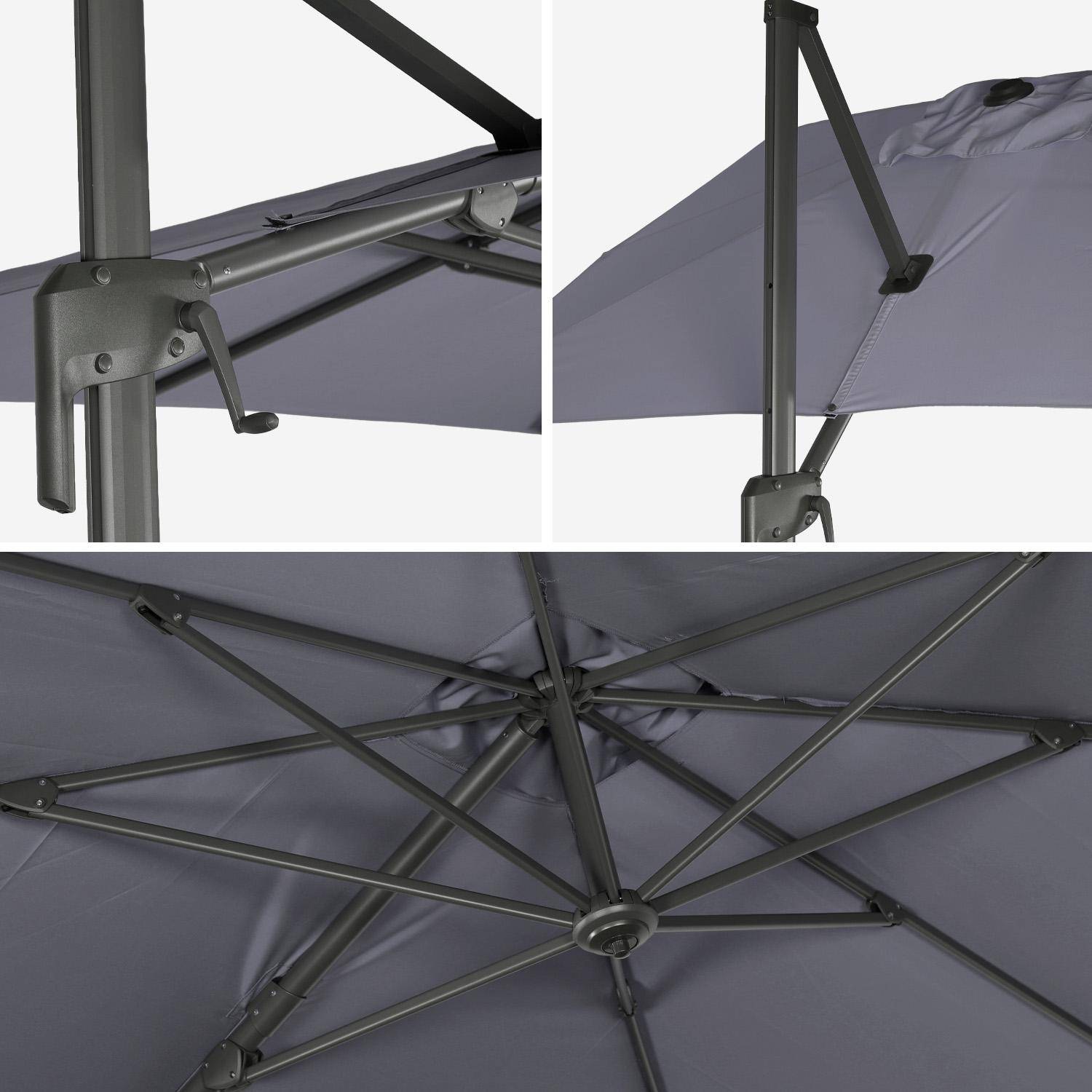 Parasol rectangular 2x3m + 4 losas de lastre 50x50cm, Antibes, Gris, 298x198x240 cm,sweeek,Photo5