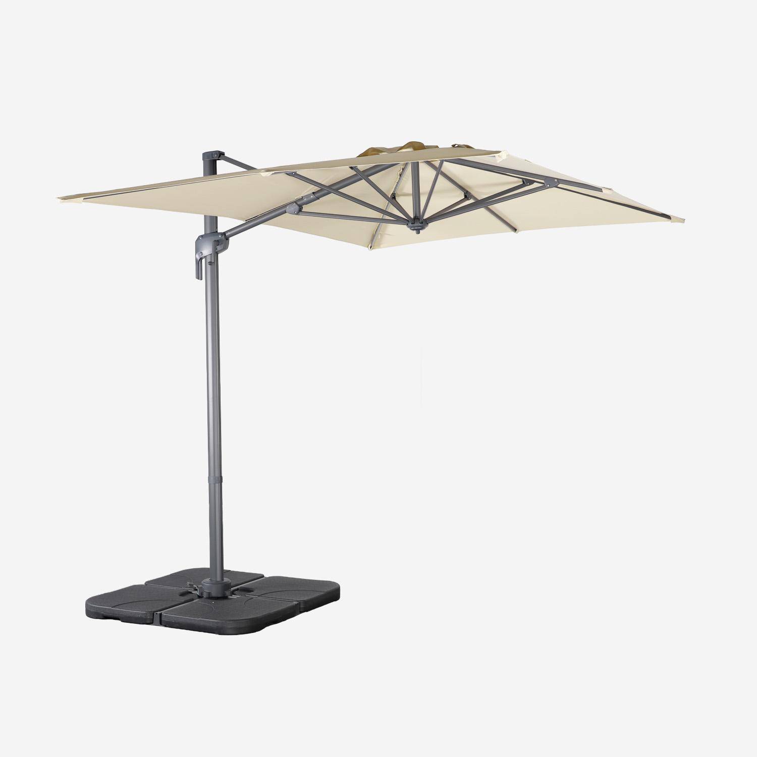 Parasol rectangular 2x3m + 4 losas de 50cm Verde kaki - 298x198x240 cm,sweeek,Photo2