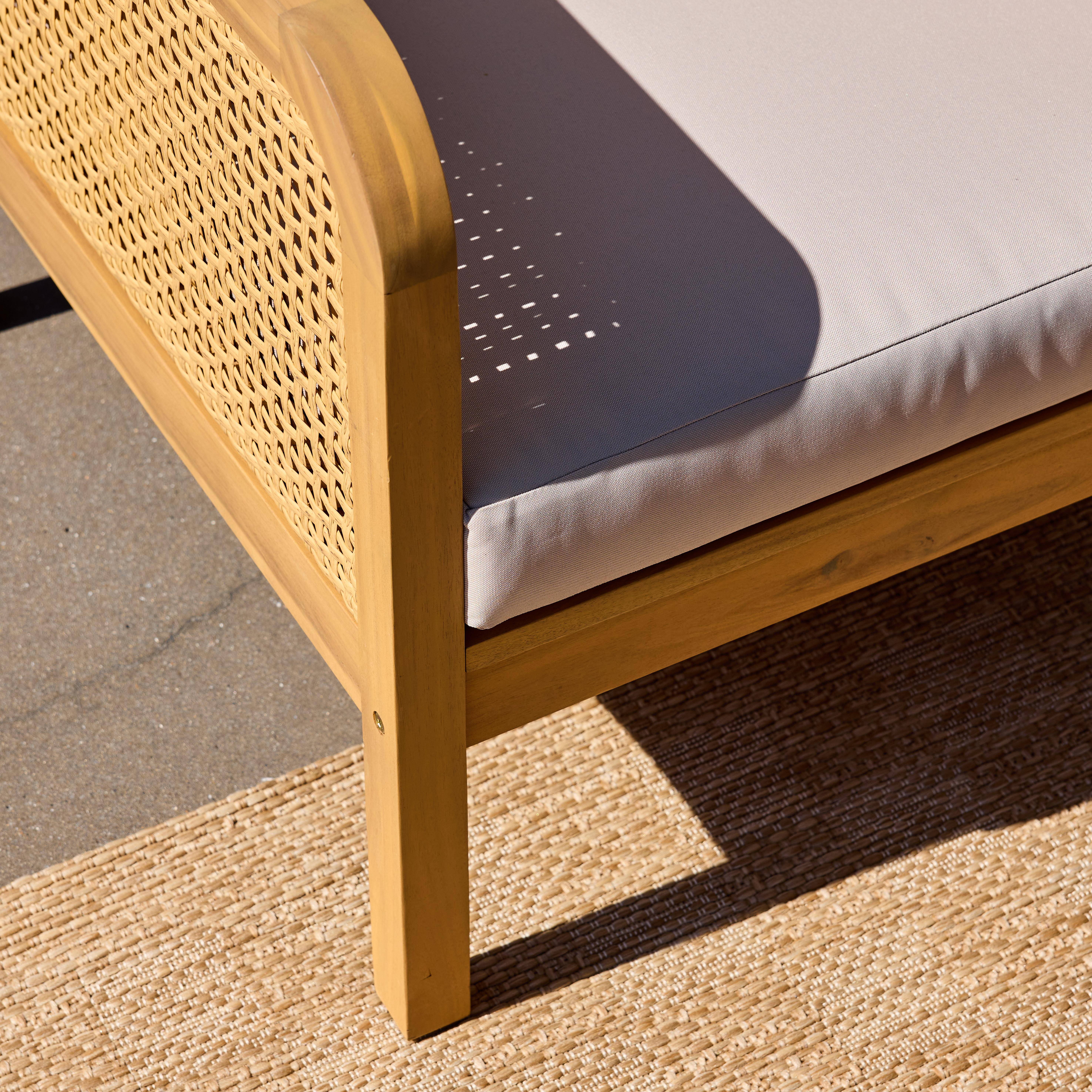 Conjunto de jardín de madera de acacia y rejilla, 4 plazas Natural - 132x71x76 cm Photo5