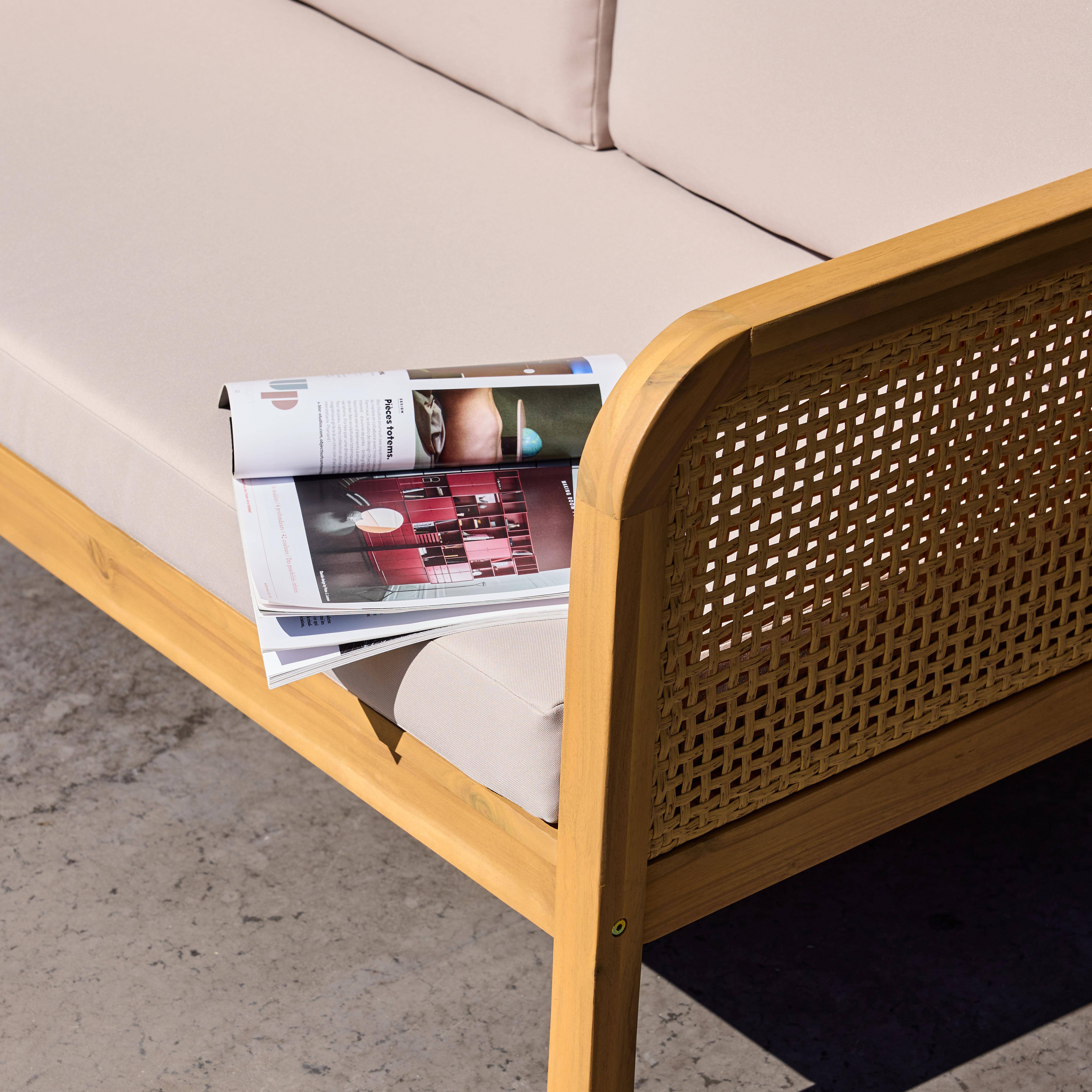 Conjunto de jardín de madera de acacia y rejilla, 4 plazas Natural - 132x71x76 cm Photo4