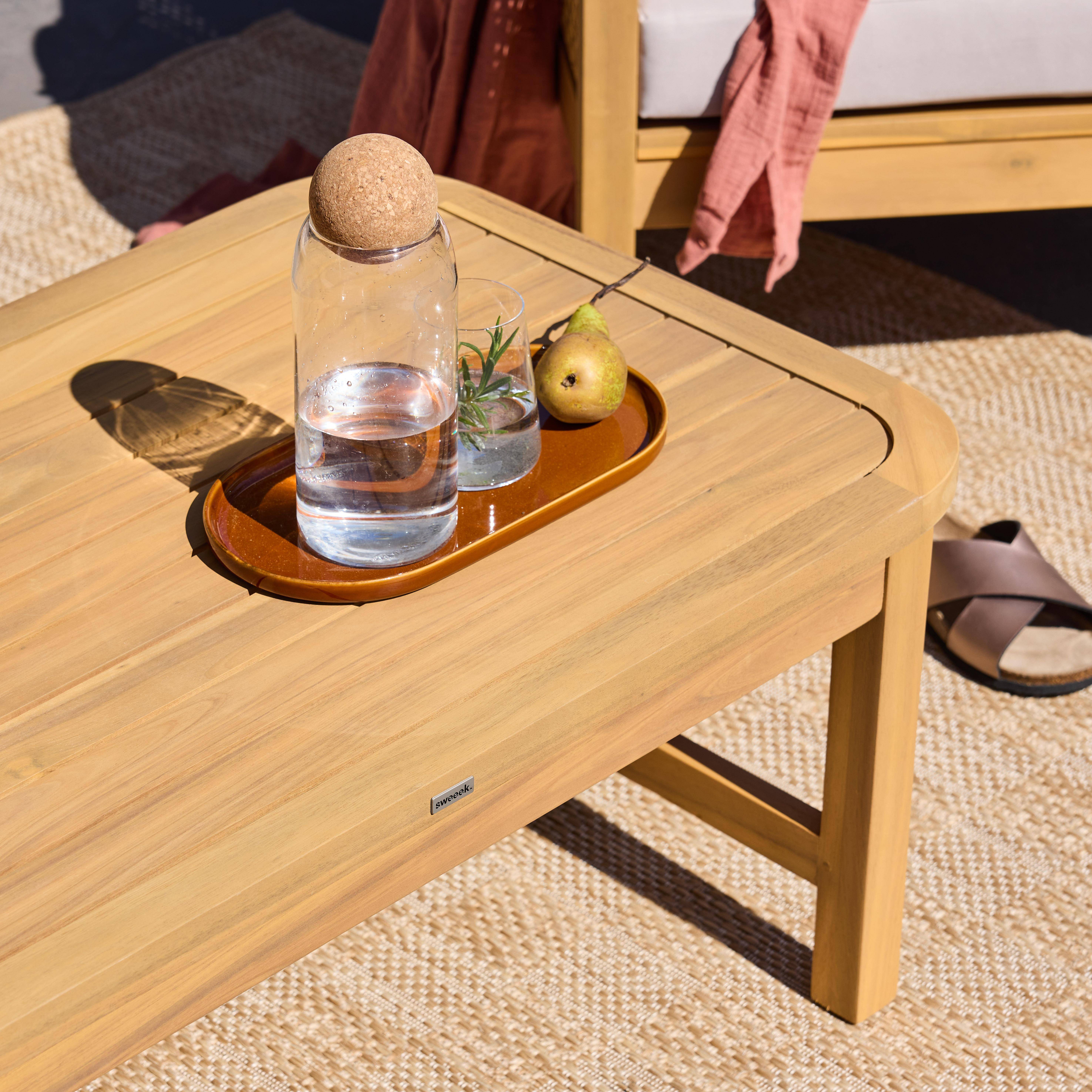 Conjunto de jardín de madera de acacia y rejilla, 4 plazas Natural - 132x71x76 cm Photo3