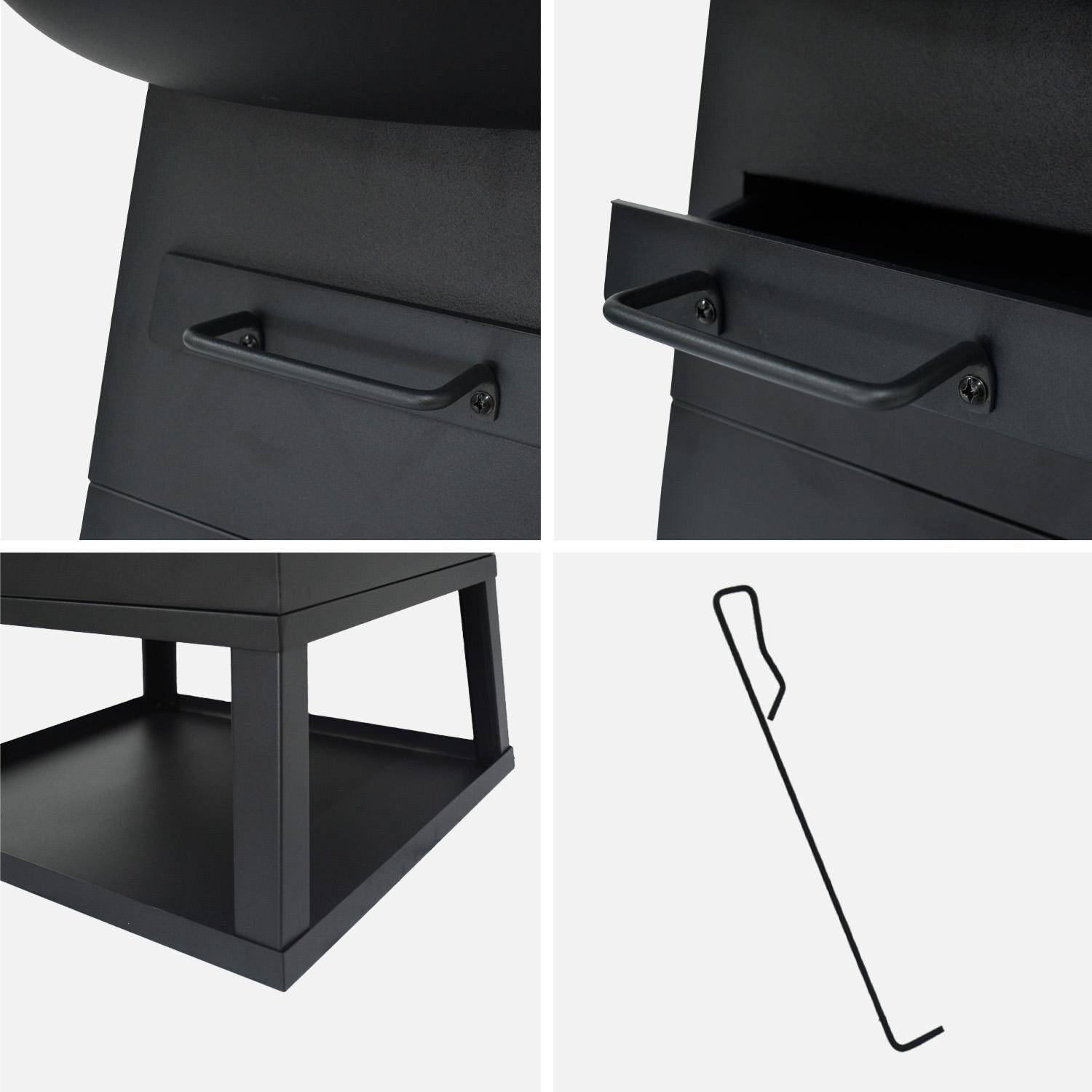 Braciere barbecue con spazio di stoccaggio, Ø60cm  Nero - 59x59x83.2 cm,sweeek,Photo4