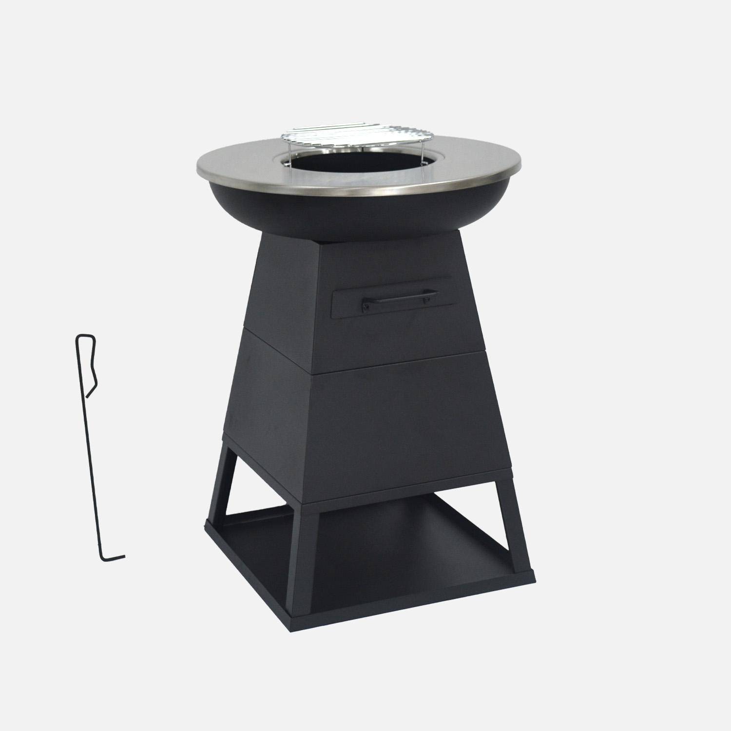 Braciere barbecue con spazio di stoccaggio, Ø60cm  Nero - 59x59x83.2 cm Photo1