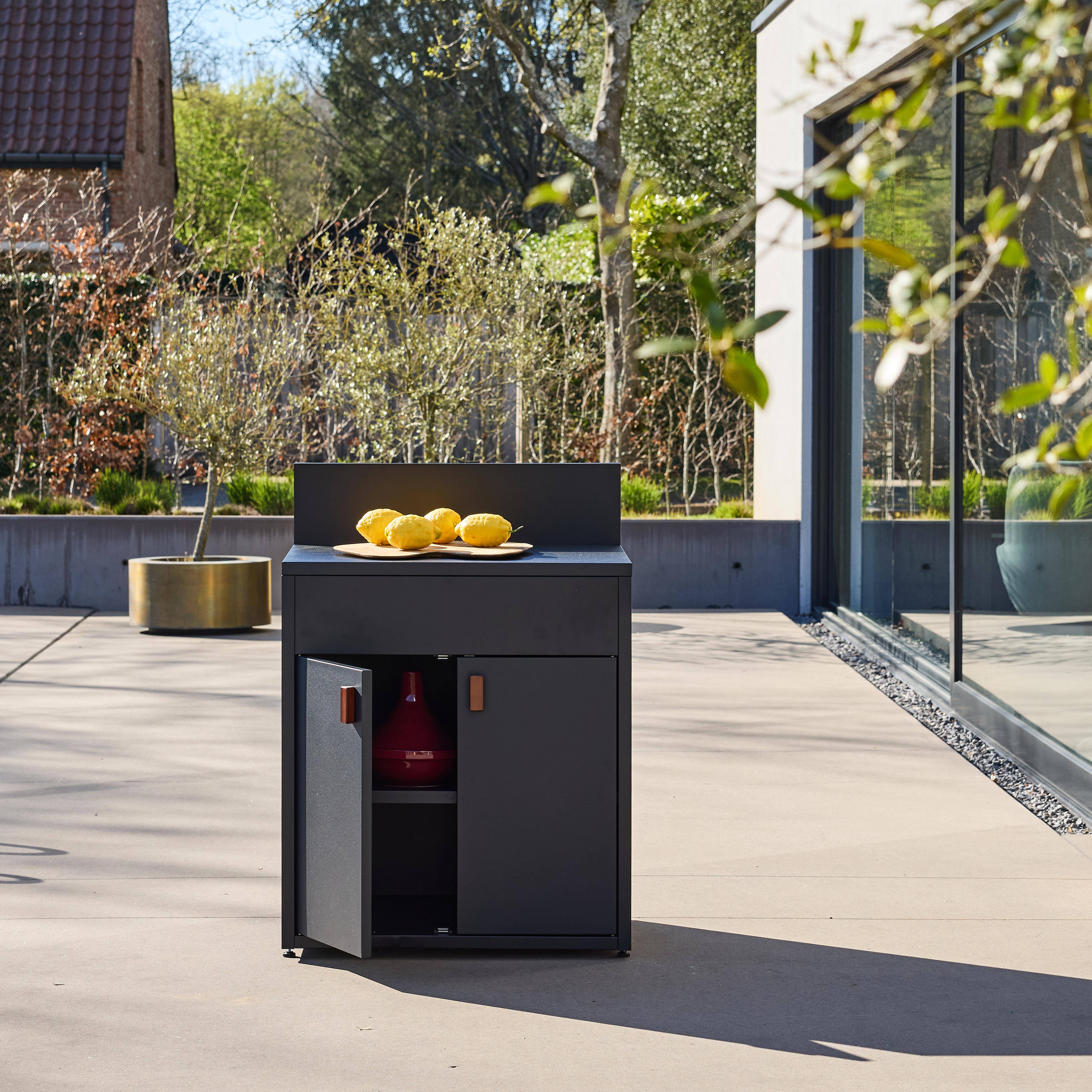 Kuchnia zewnętrzna stalowa 2 drzwi czarna dł. 80cm - Thira Photo1