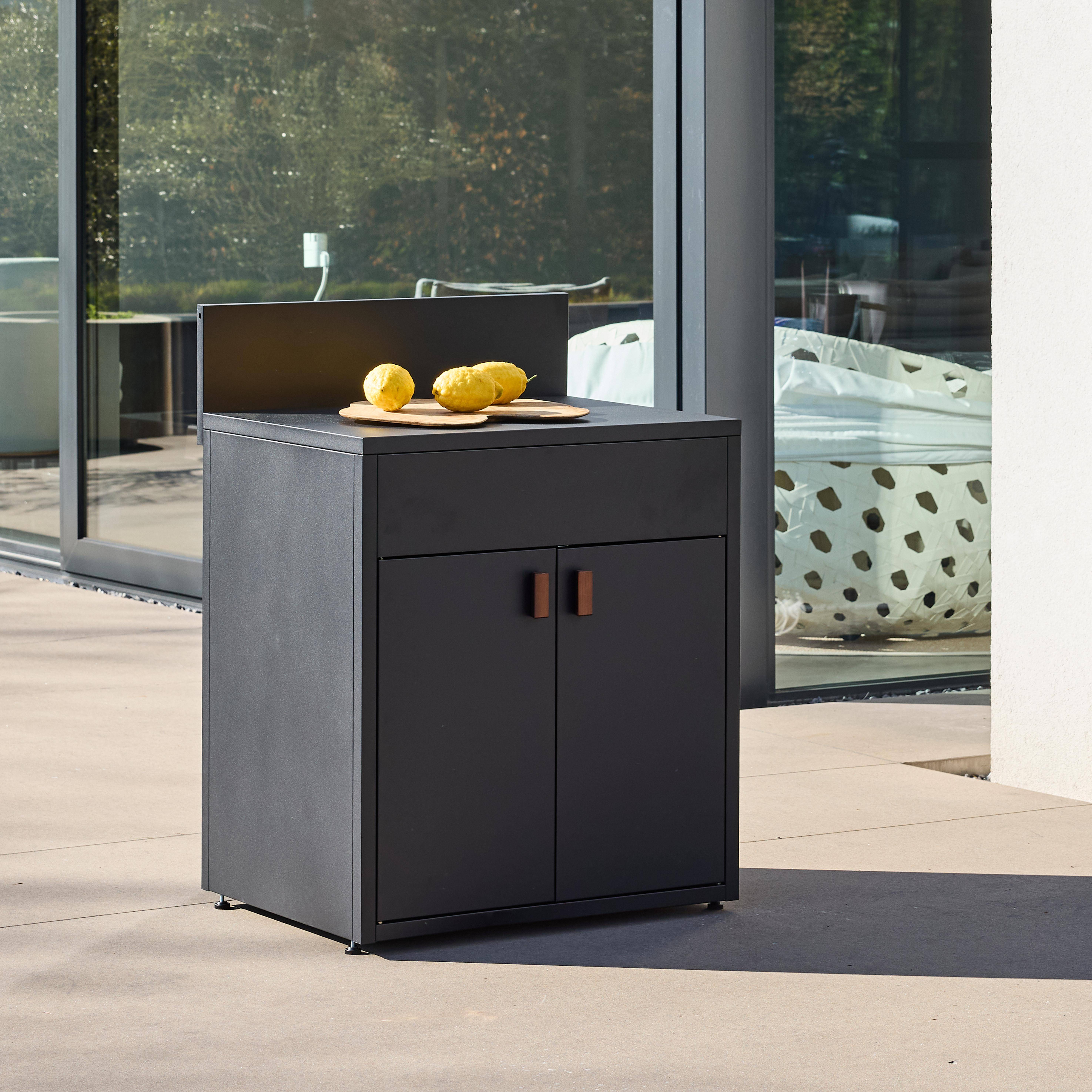 Kuchnia zewnętrzna stalowa 2 drzwi czarna dł. 80cm - Thira Photo4