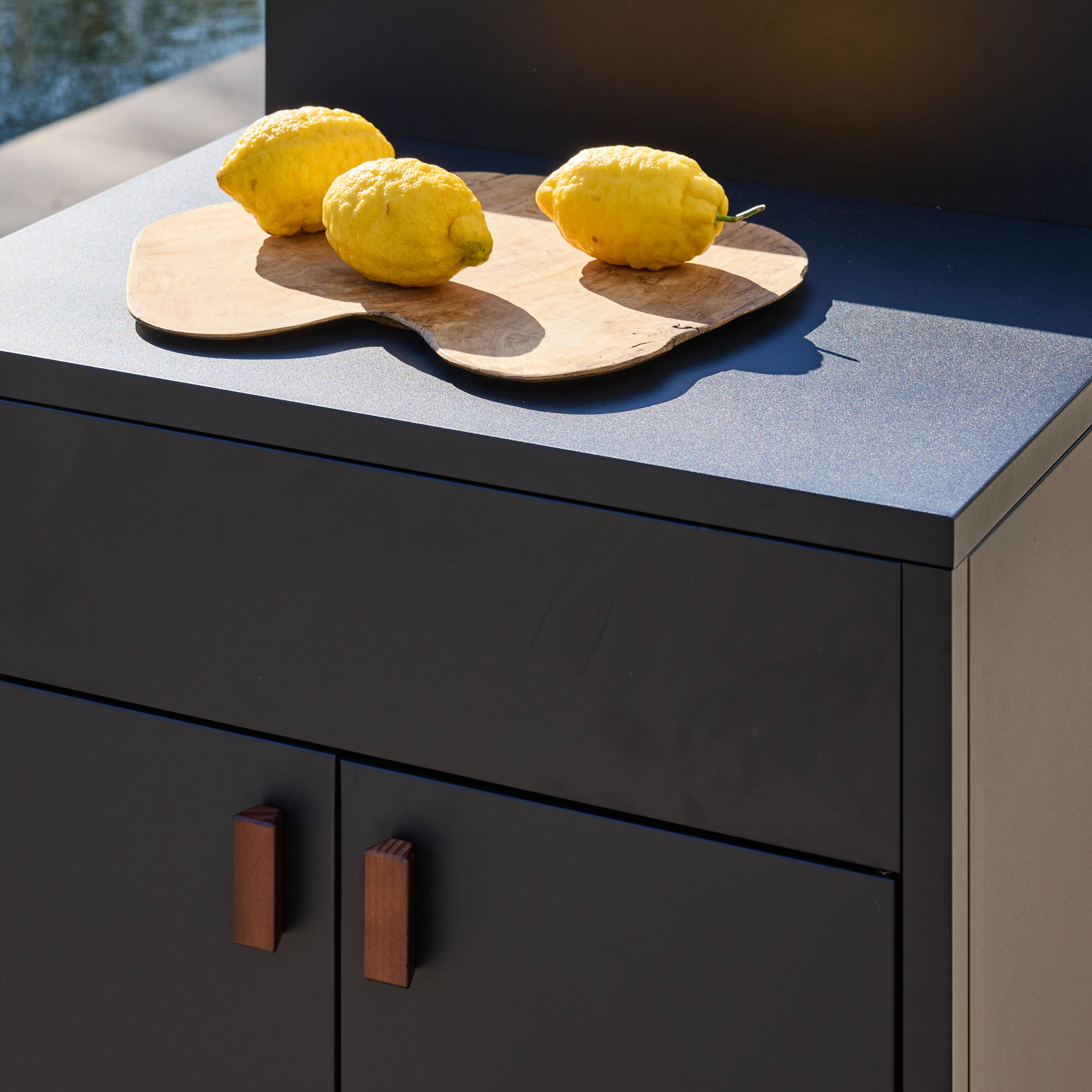 Kuchnia zewnętrzna stalowa 2 drzwi czarna dł. 80cm - Thira Photo3