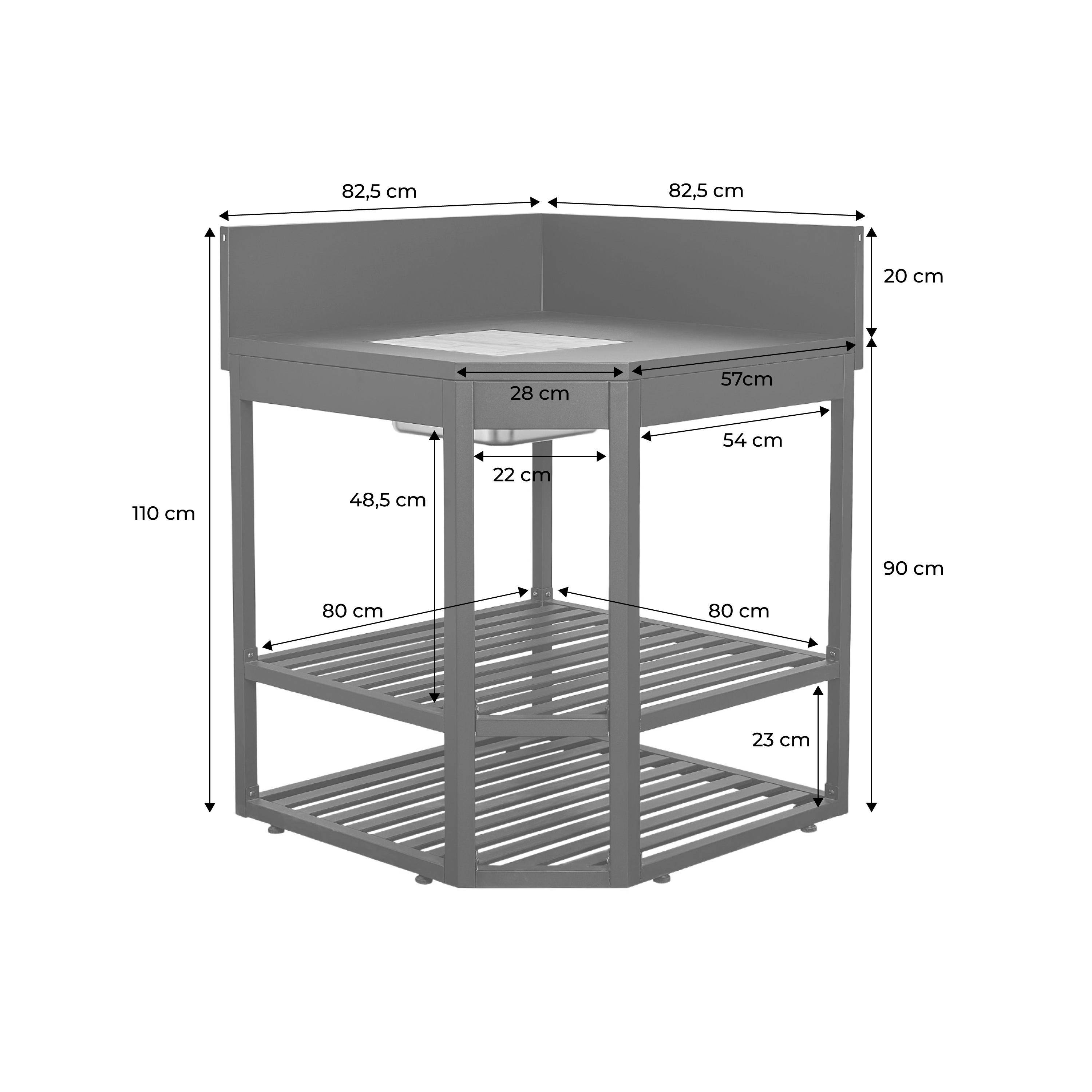 Outdoor kitchen corner module steel with ice bucket and wooden