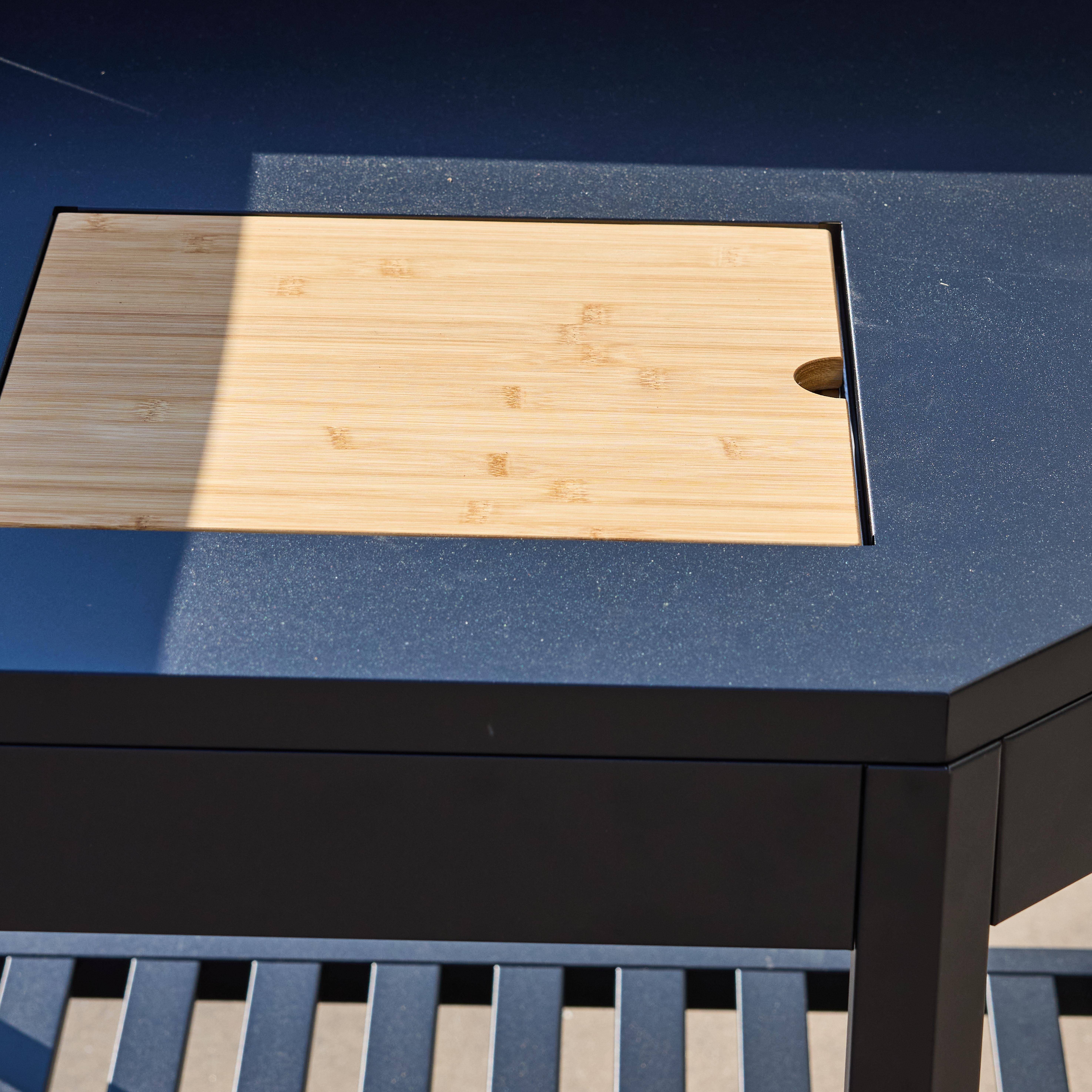 Módulo de canto para cozinha externa em aço com balde de gelo e tábua de madeira, 80cm Preto - 60x60x90 cm Photo5