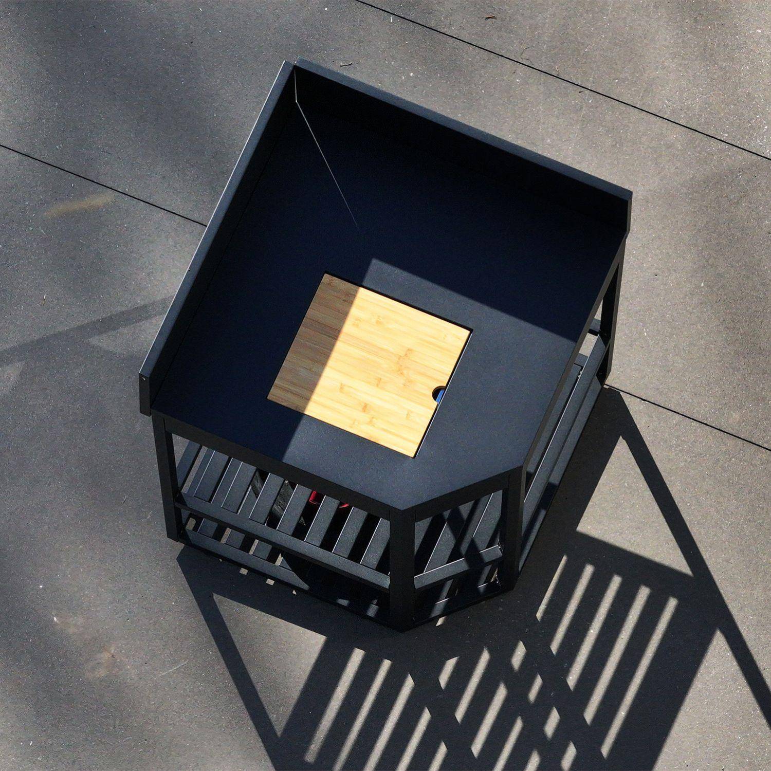 Módulo de canto para cozinha externa em aço com balde de gelo e tábua de madeira, 80cm Preto - 60x60x90 cm Photo6