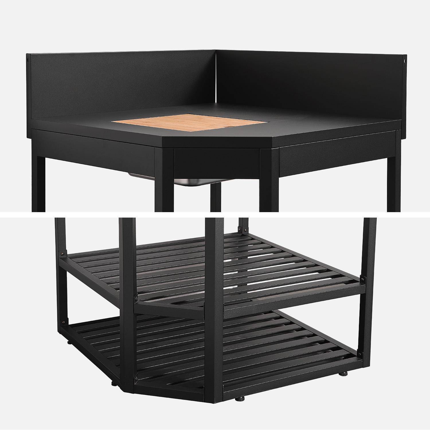 Modulo angolare cucina esterna in acciaio con secchiello per ghiaccio e tagliere in legno L80cm Nero - 60x60x90 cm Photo3