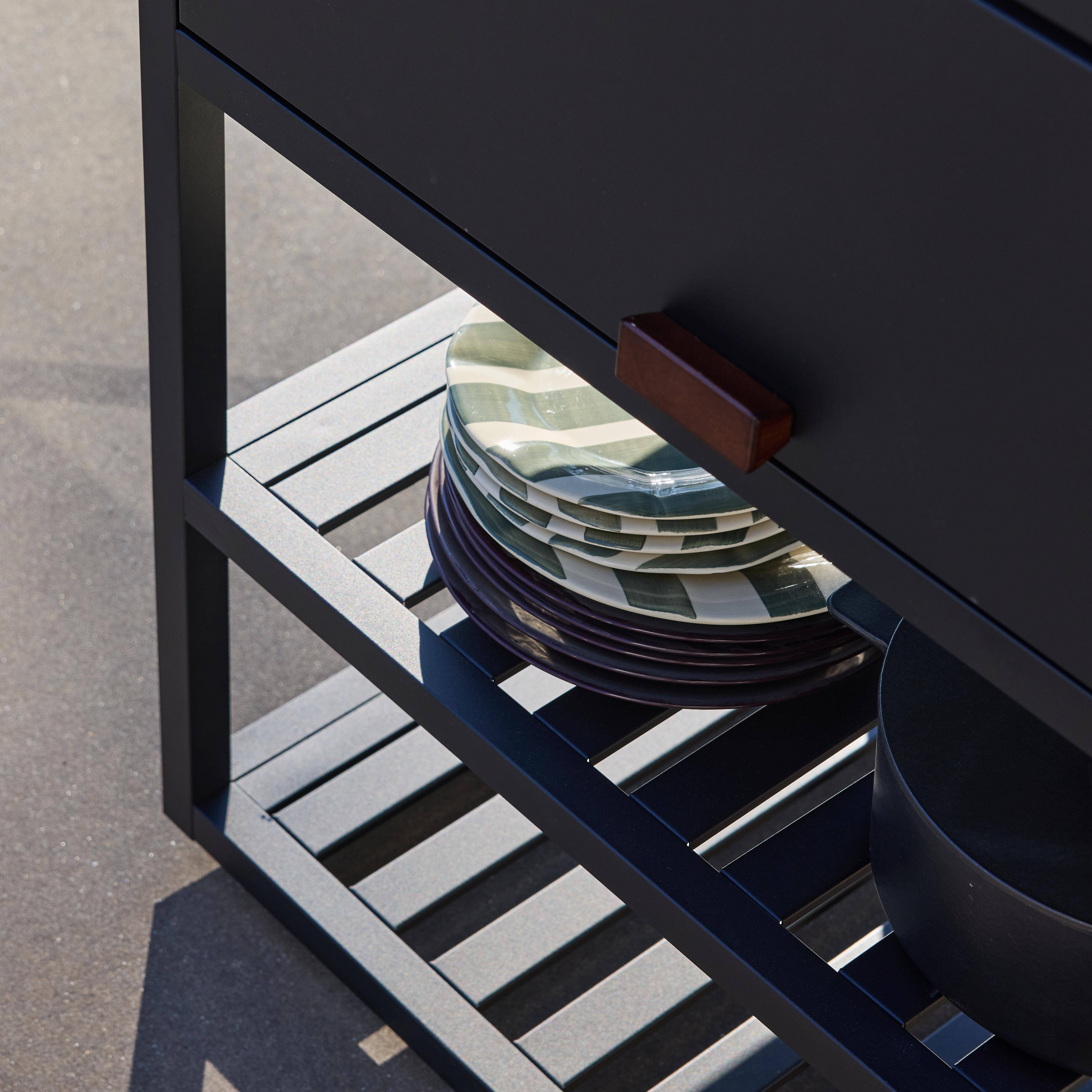 Outdoor kitchen steel 1 cabinet 2 shelves L80cm black - Thira Photo4