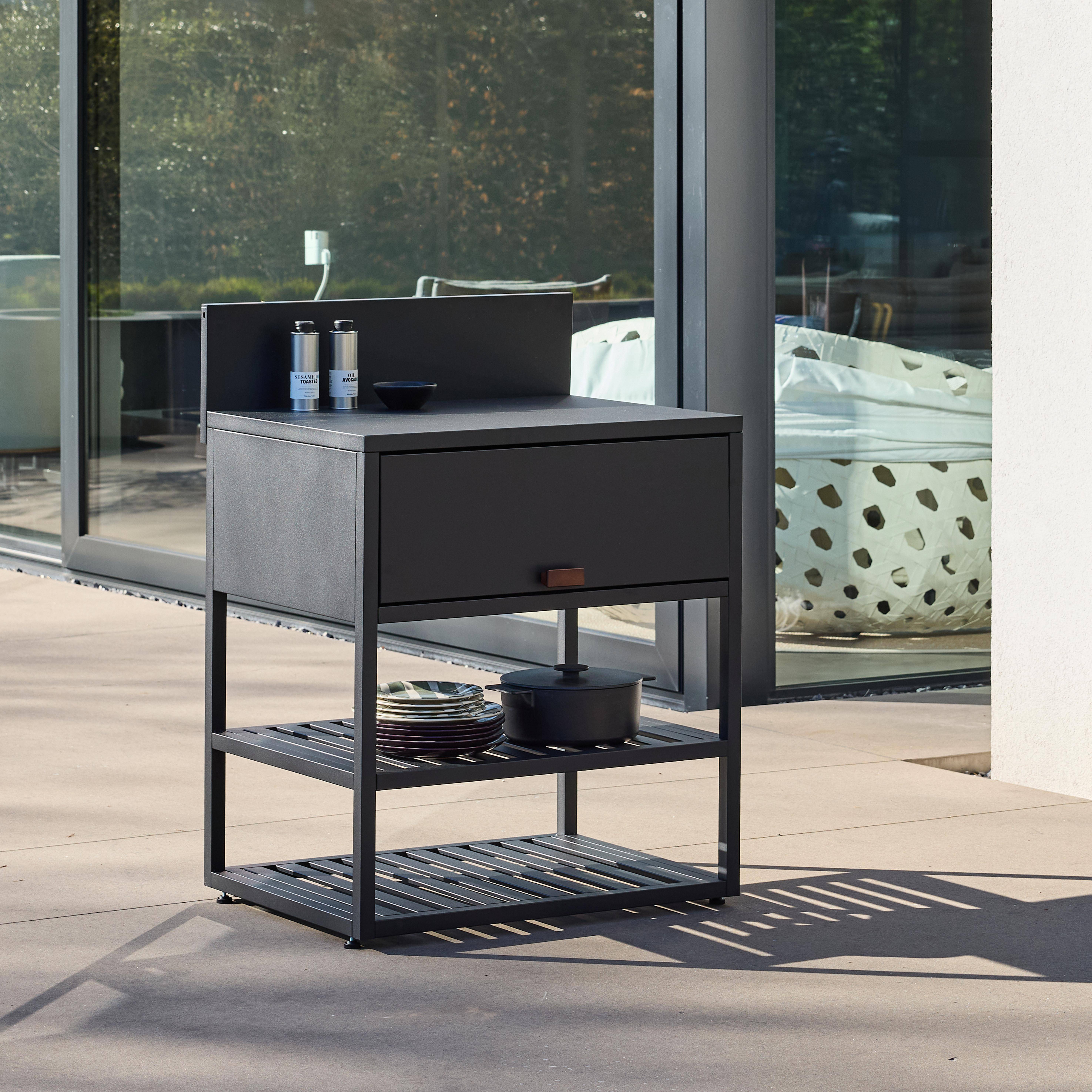 Outdoor kitchen steel 1 cabinet 2 shelves L80cm black - Thira,sweeek,Photo3