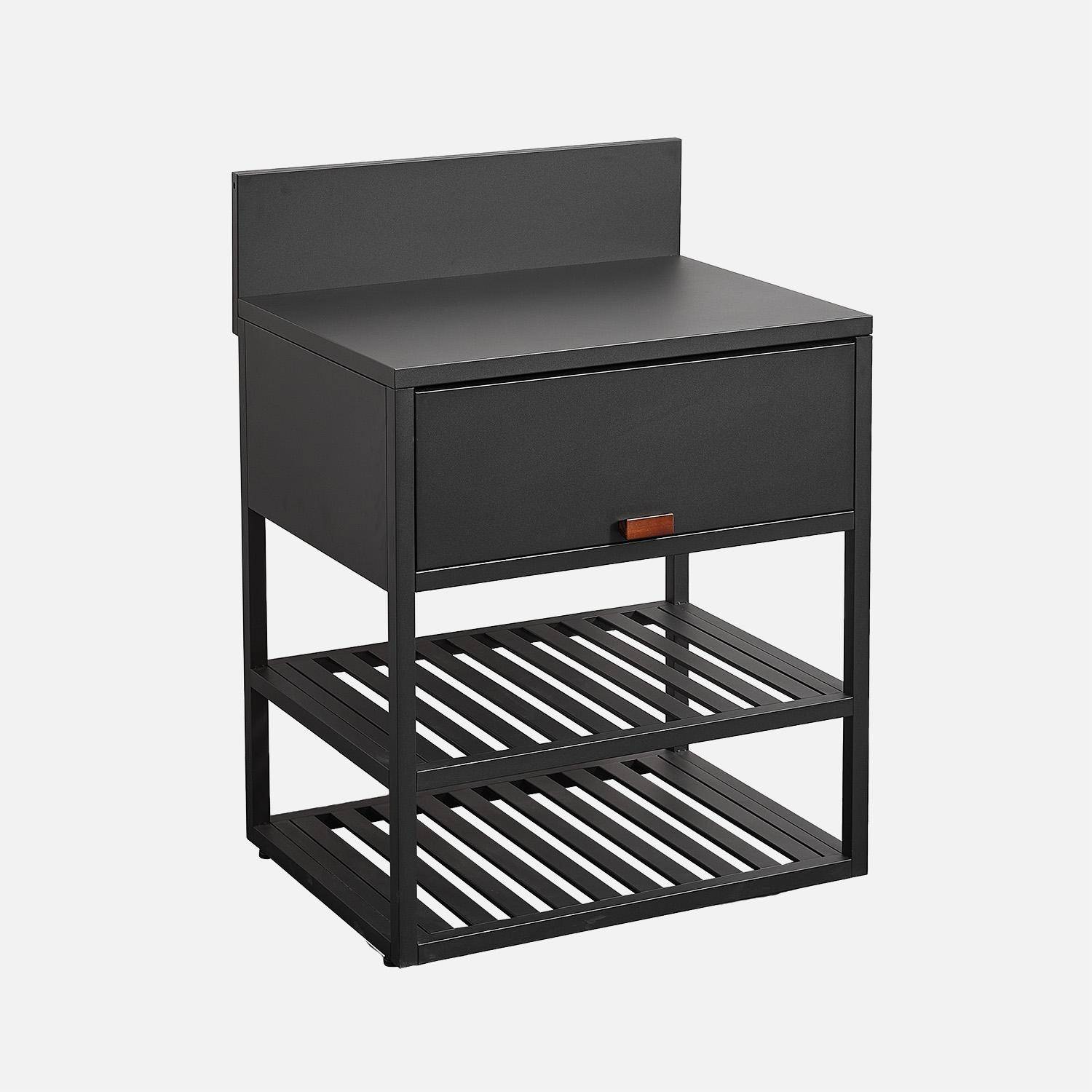 Cucina esterna in acciaio con 1 anta e 2 ripiani, 80cm Nero - 80x60x90 cm,sweeek,Photo1