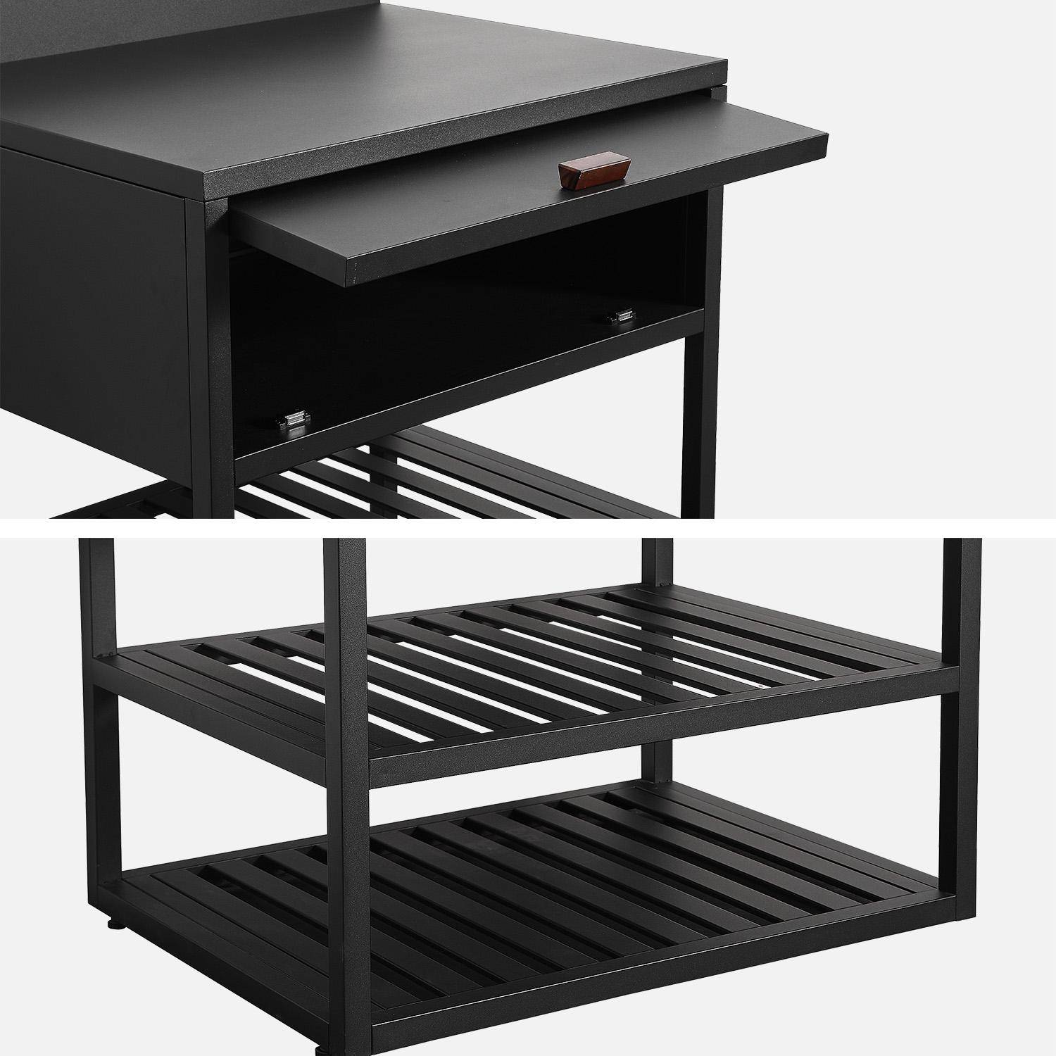 Cucina esterna in acciaio con 1 anta e 2 ripiani, 80cm Nero - 80x60x90 cm,sweeek,Photo4