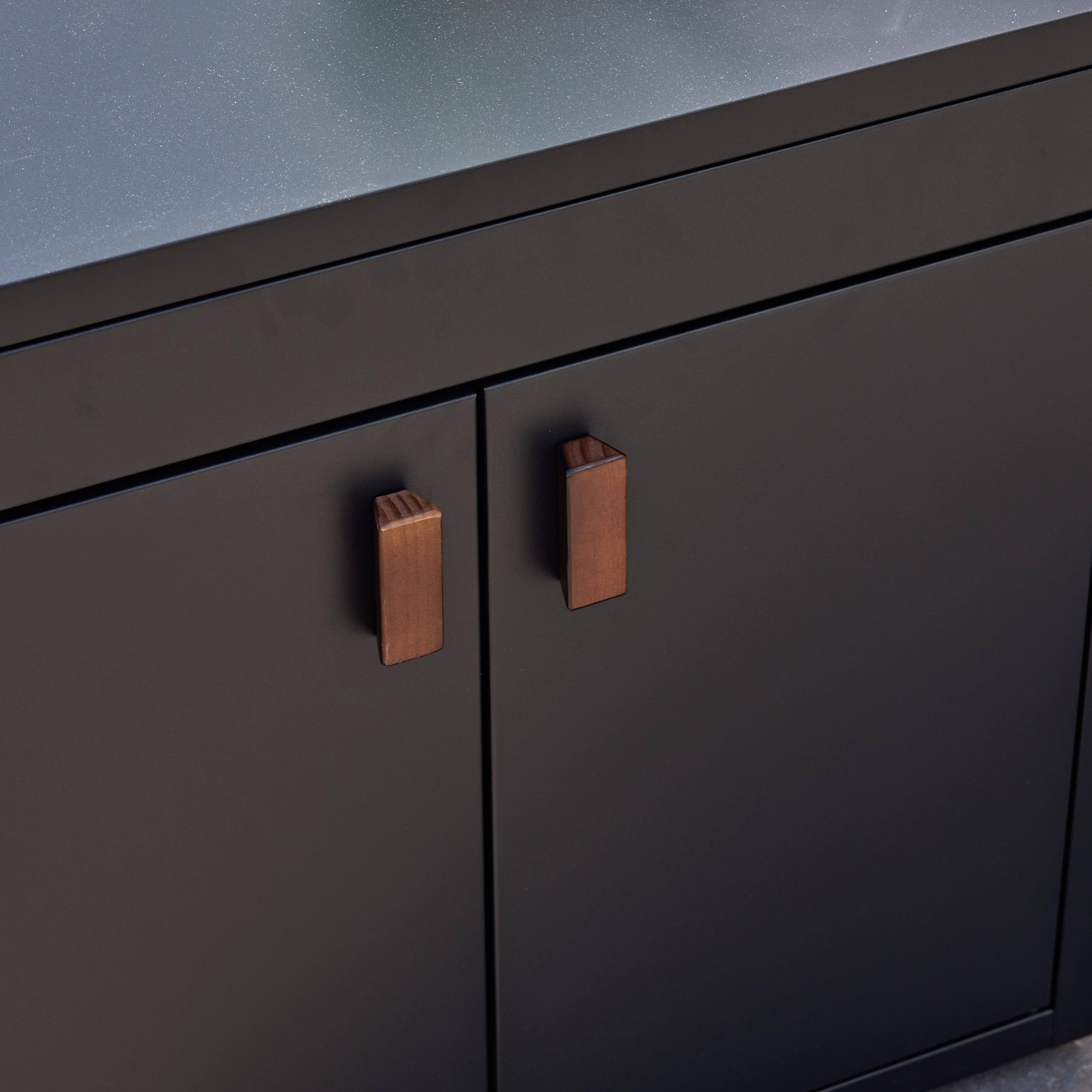 Zewnętrzna kuchnia stalowa 2 drzwi dł.75,5cm czarna - Thira Photo4