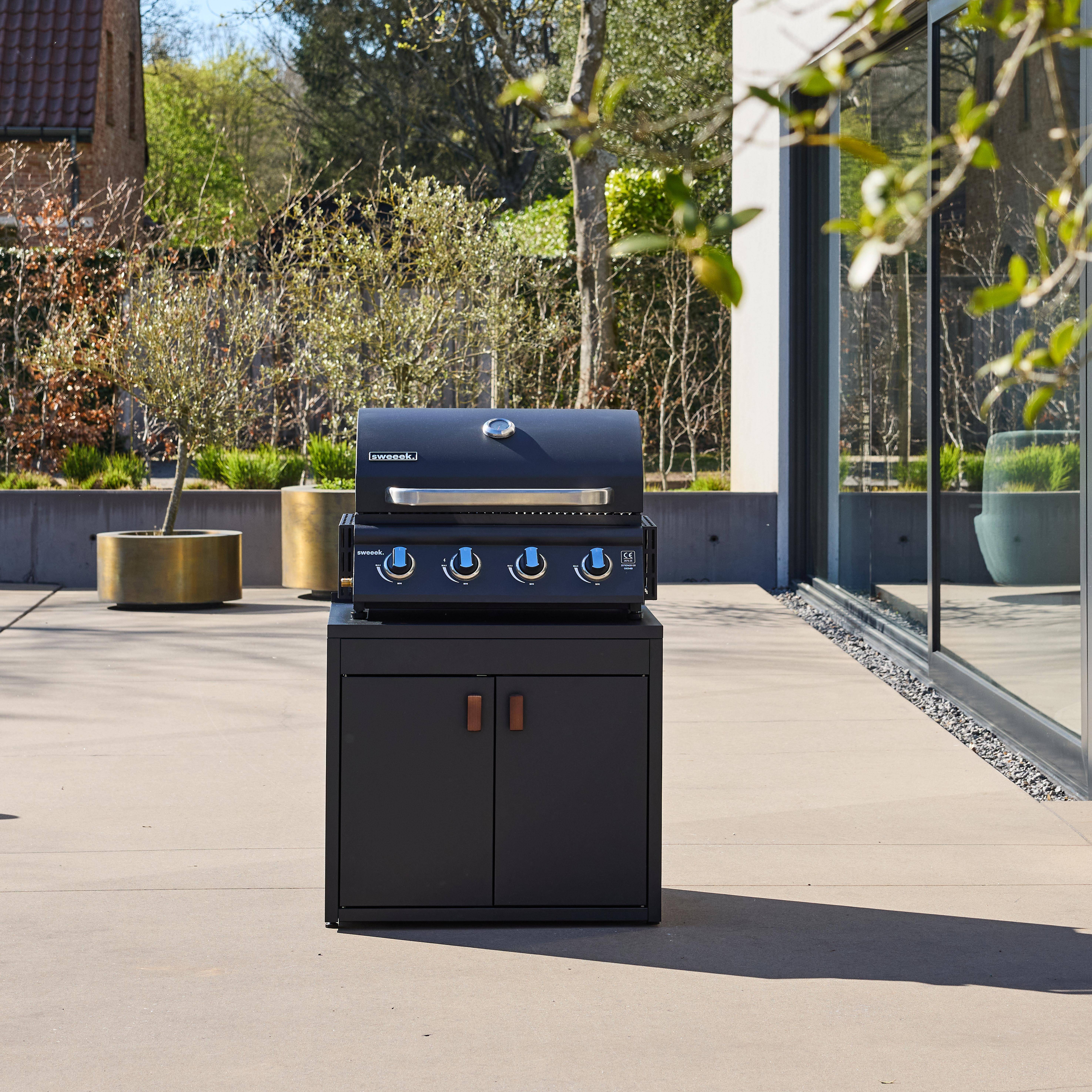 Zewnętrzna kuchnia stalowa 2 drzwi dł.75,5cm czarna - Thira,sweeek,Photo7