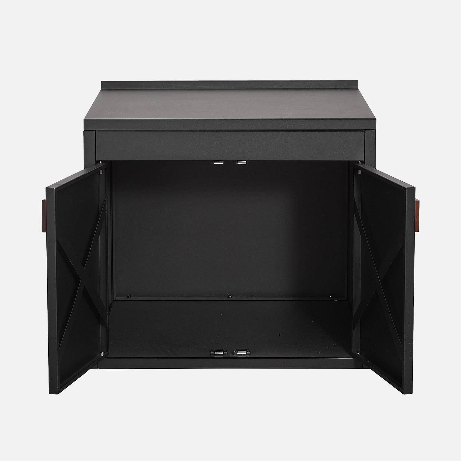 Cucina esterna in acciaio con 2 ante, 75,5cm Nero - 75x60x70.5 cm Photo3