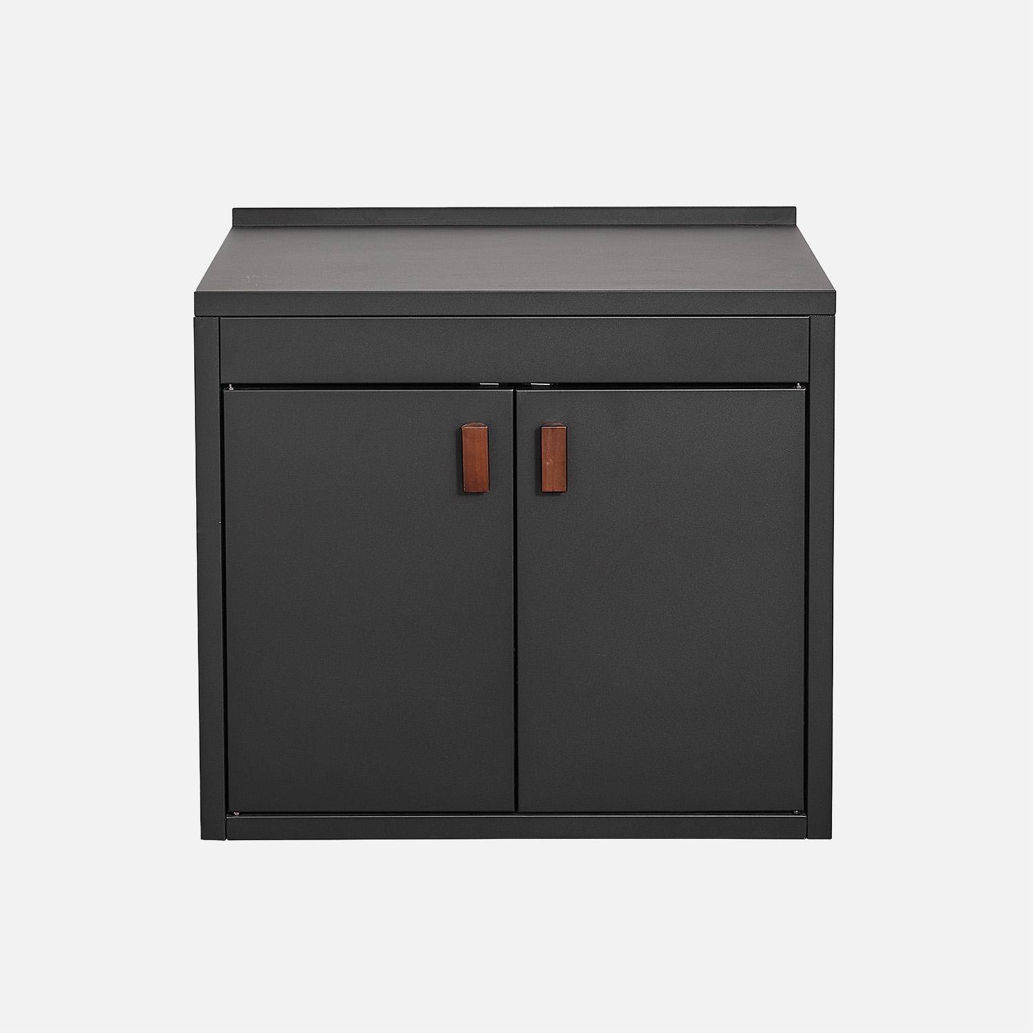 Cucina esterna in acciaio con 2 ante, 75,5cm Nero - 75x60x70.5 cm,sweeek,Photo2