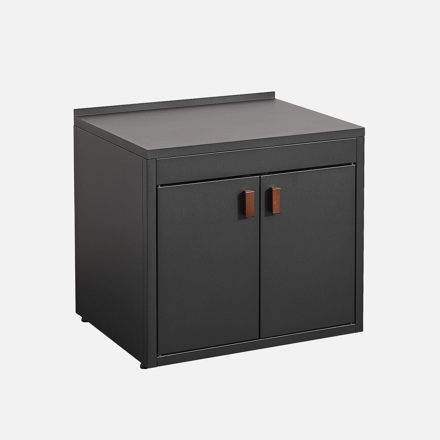 Cucina esterna in acciaio con 2 ante, 75,5cm Nero - 75x60x70.5 cm Photo1