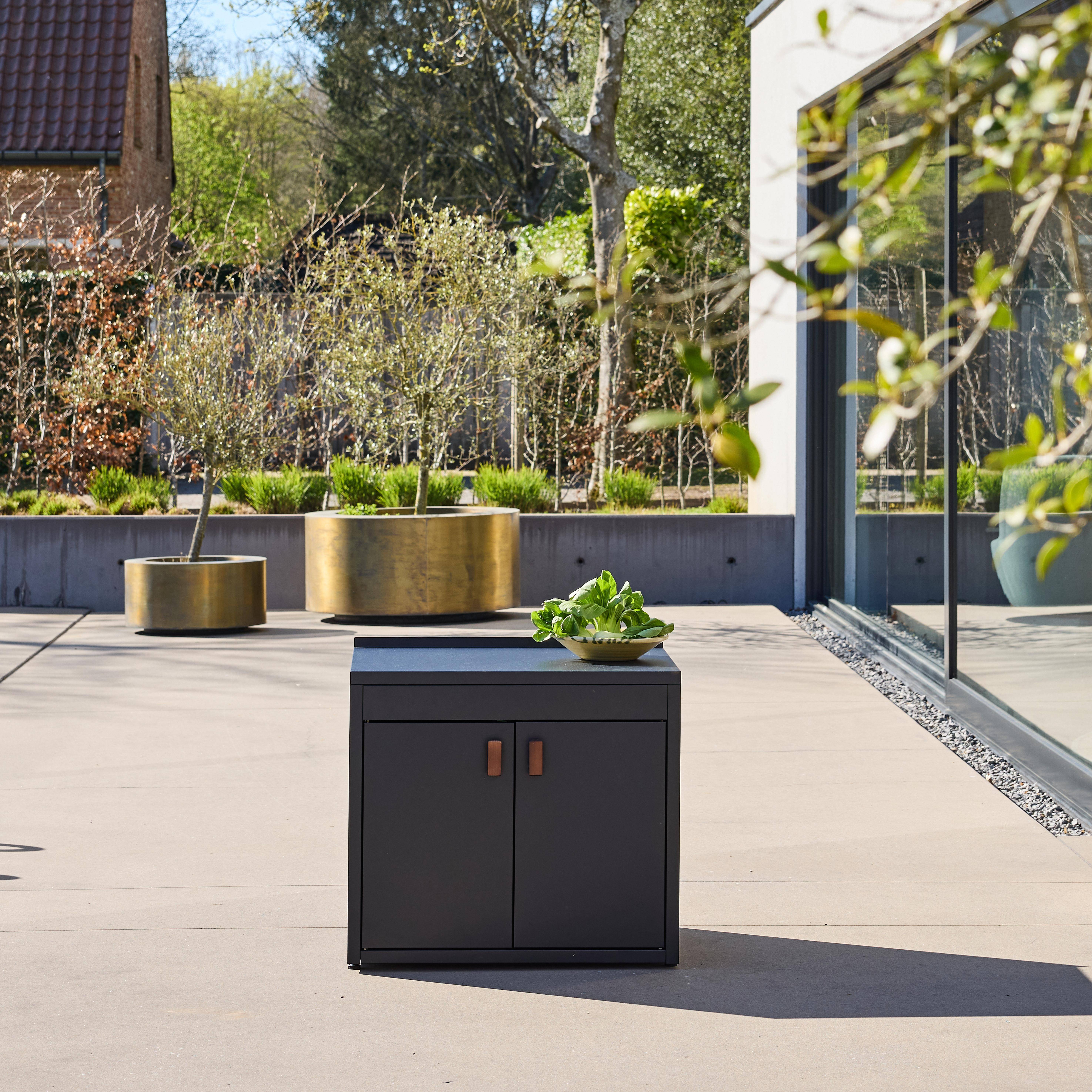 Outdoor kitchen steel 2 doors L75.5cm black | sweeek