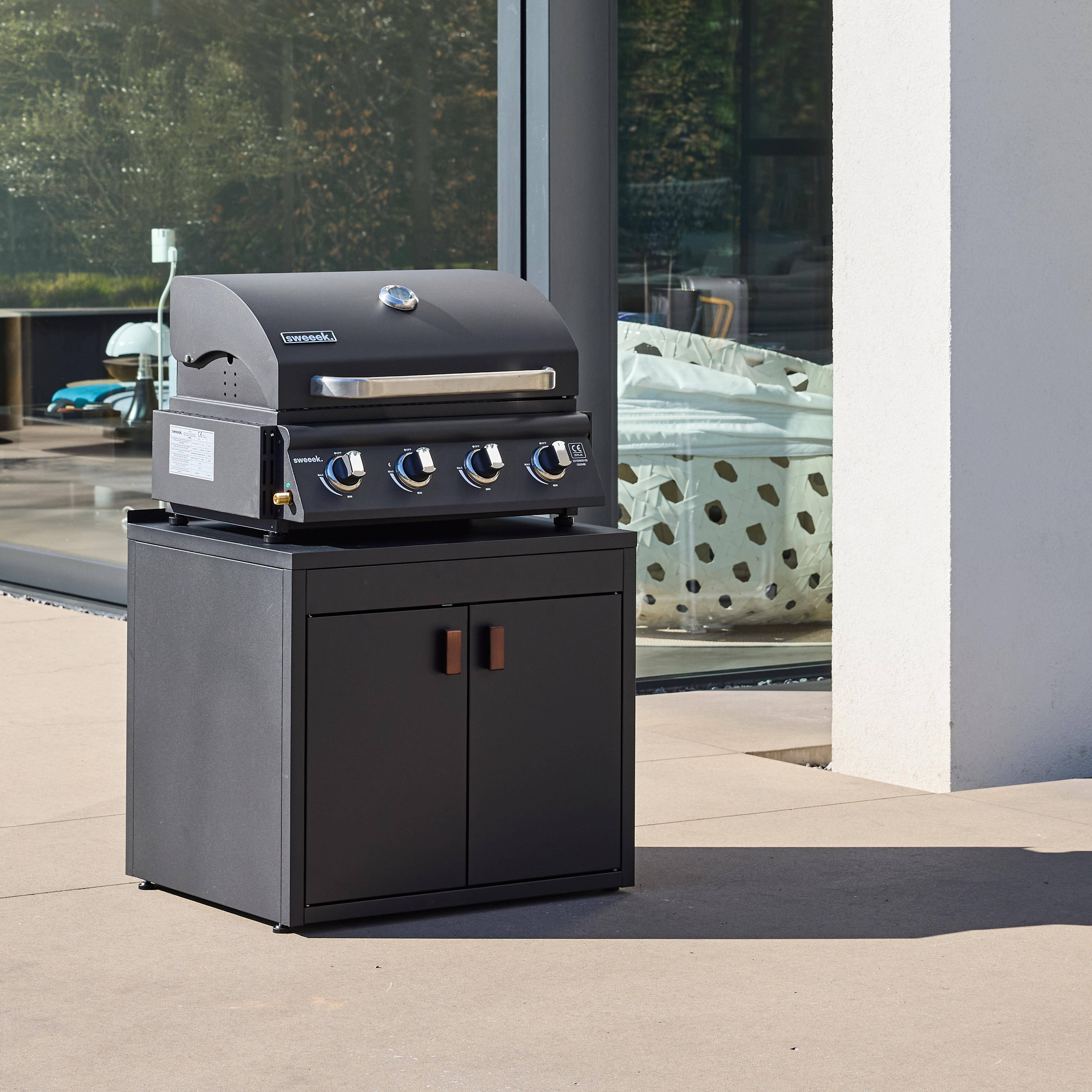 Zewnętrzna kuchnia stalowa 2 drzwi dł.75,5cm czarna - Thira,sweeek,Photo5