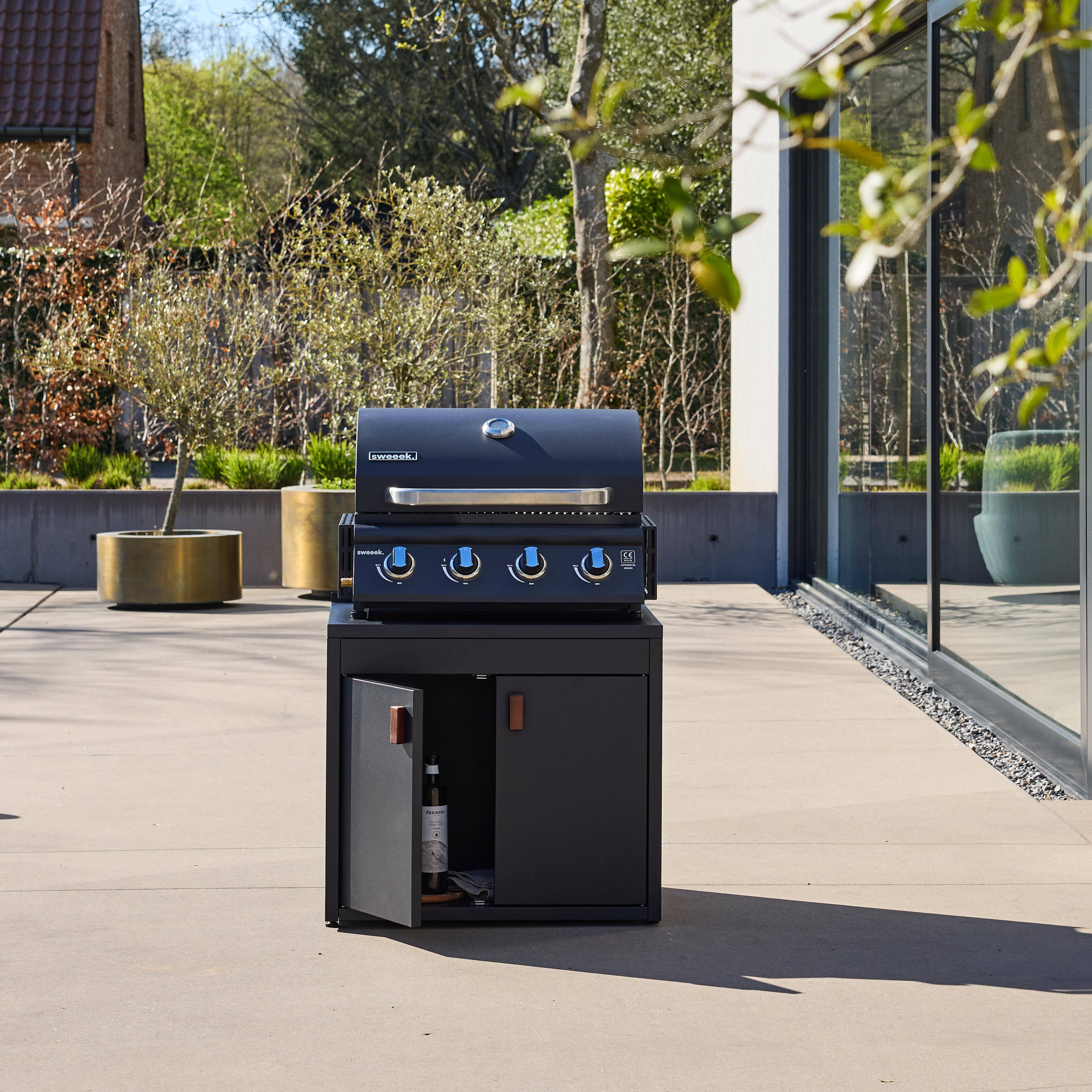 Zewnętrzna kuchnia stalowa 2 drzwi dł.75,5cm czarna - Thira Photo8