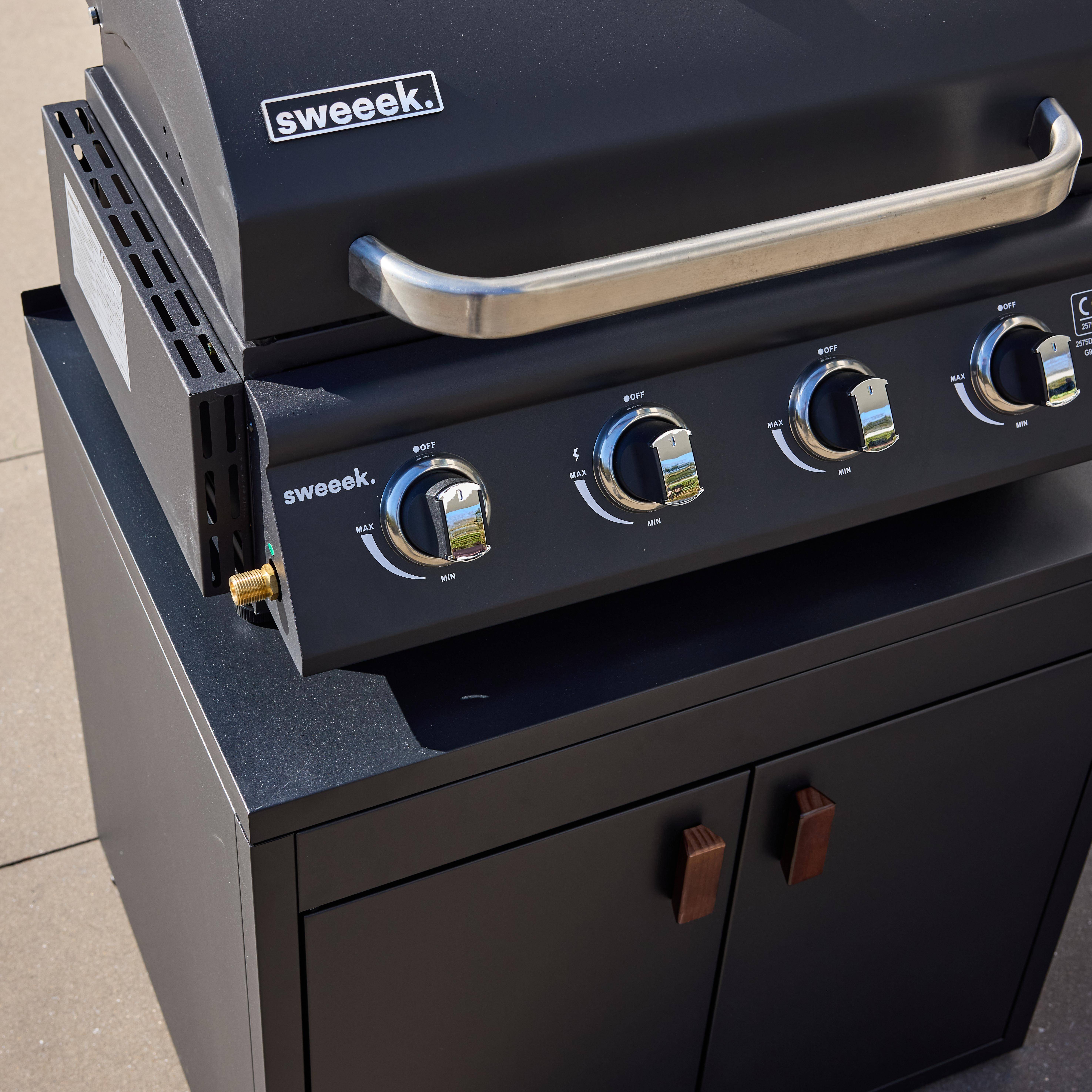 Zewnętrzna kuchnia stalowa 2 drzwi dł.75,5cm czarna - Thira Photo6