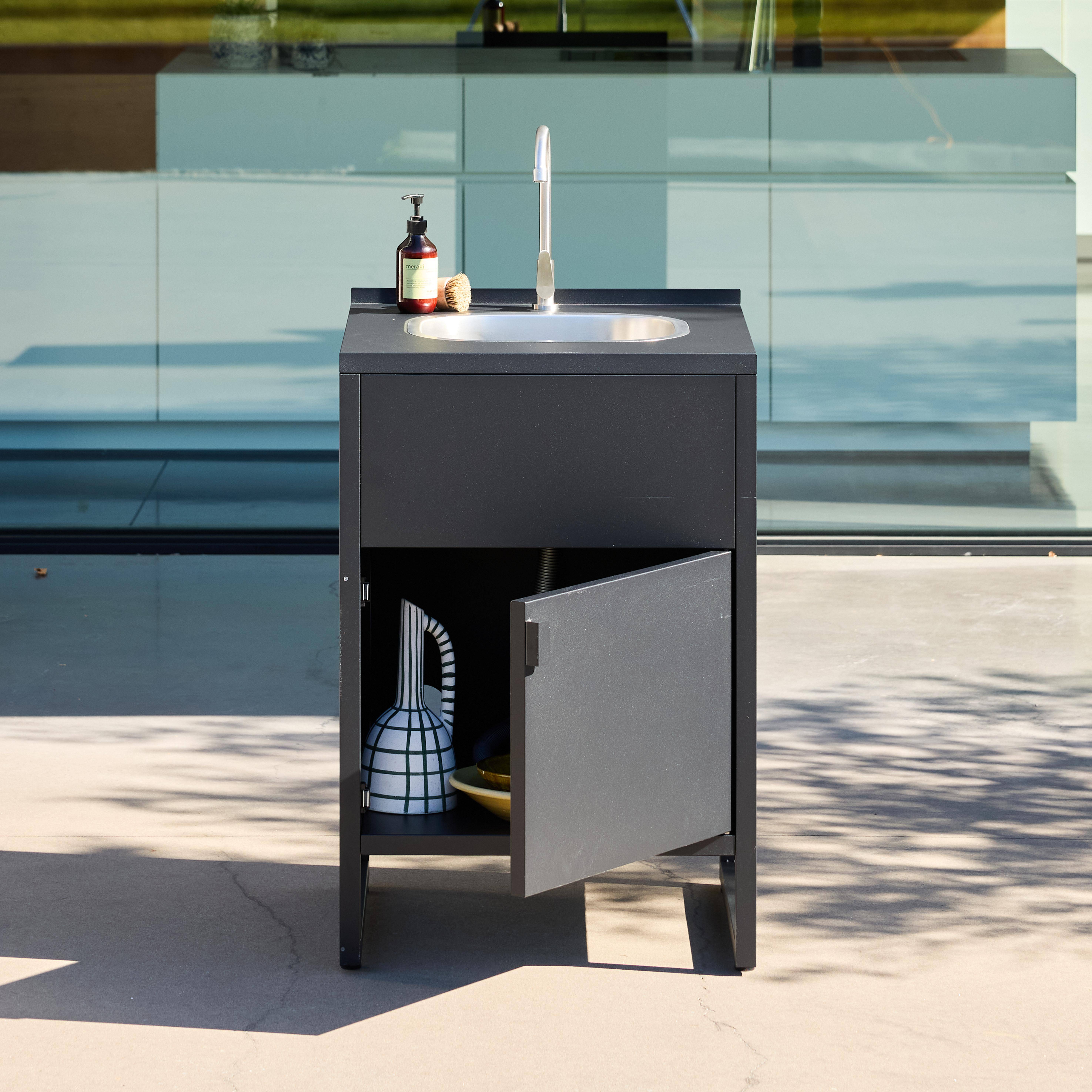 Outdoor kitchen steel sink and 1 door L60cm black - Kea,sweeek,Photo2