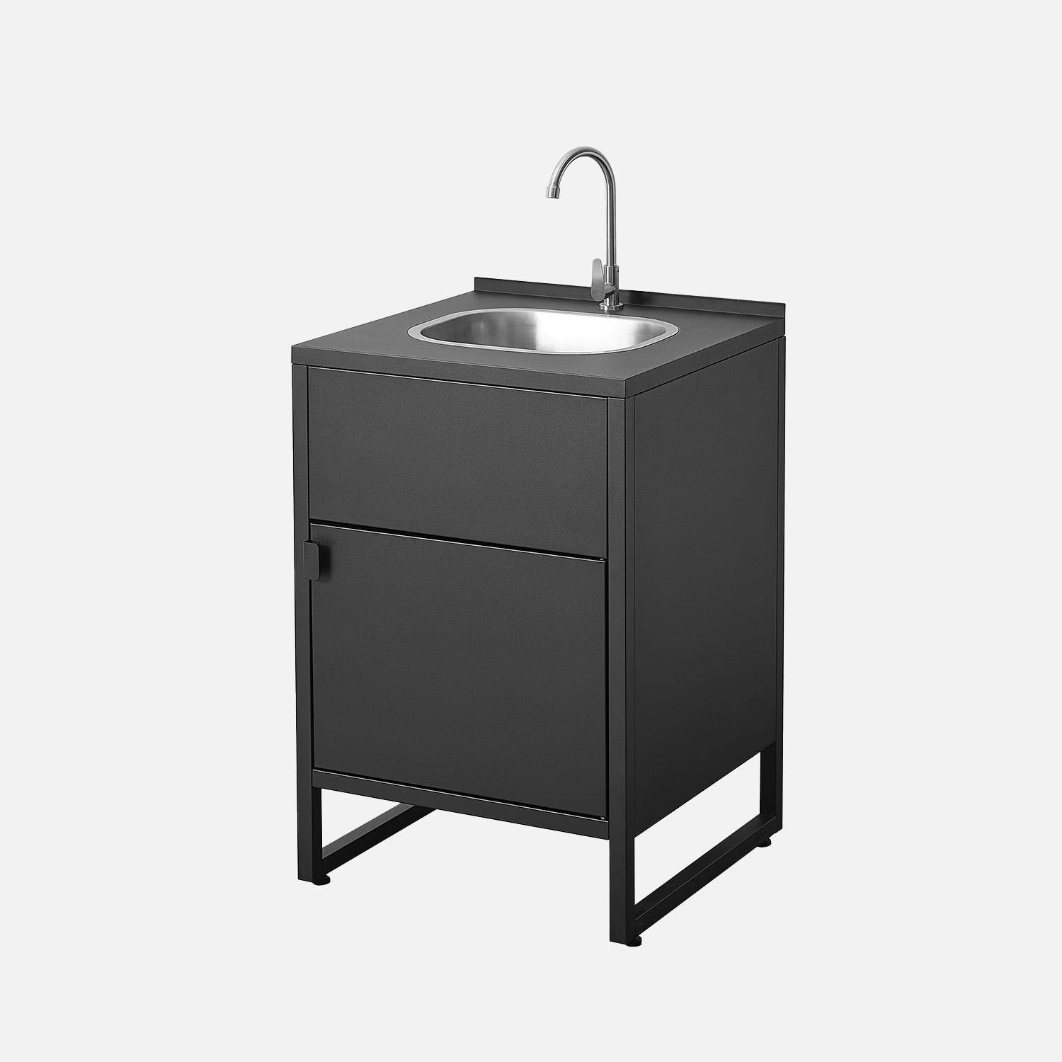 Cucina esterna in acciaio con lavello e 1 porta 60cm Nero - 80x60x90 cm,sweeek,Photo1