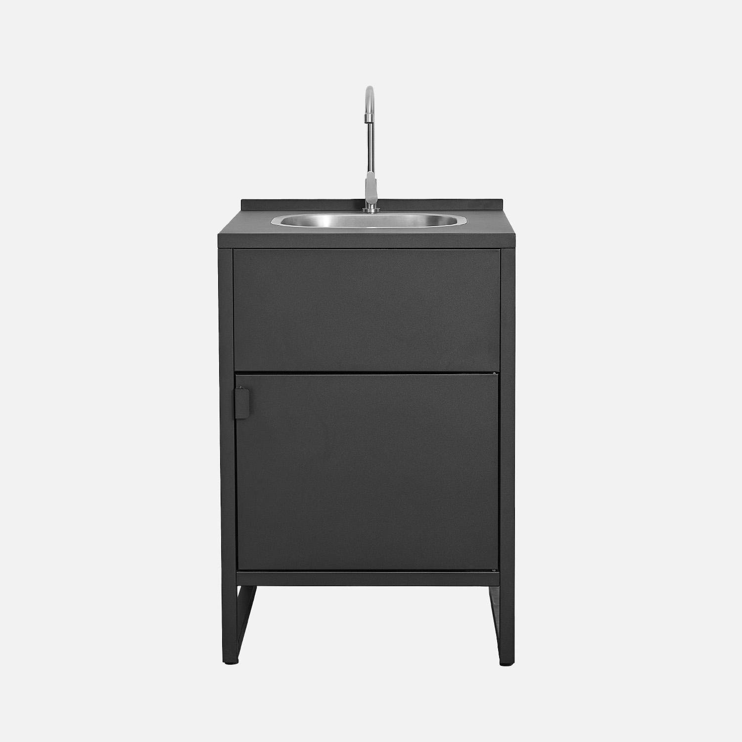 Cucina esterna in acciaio con lavello e 1 porta 60cm Nero - 80x60x90 cm,sweeek,Photo2