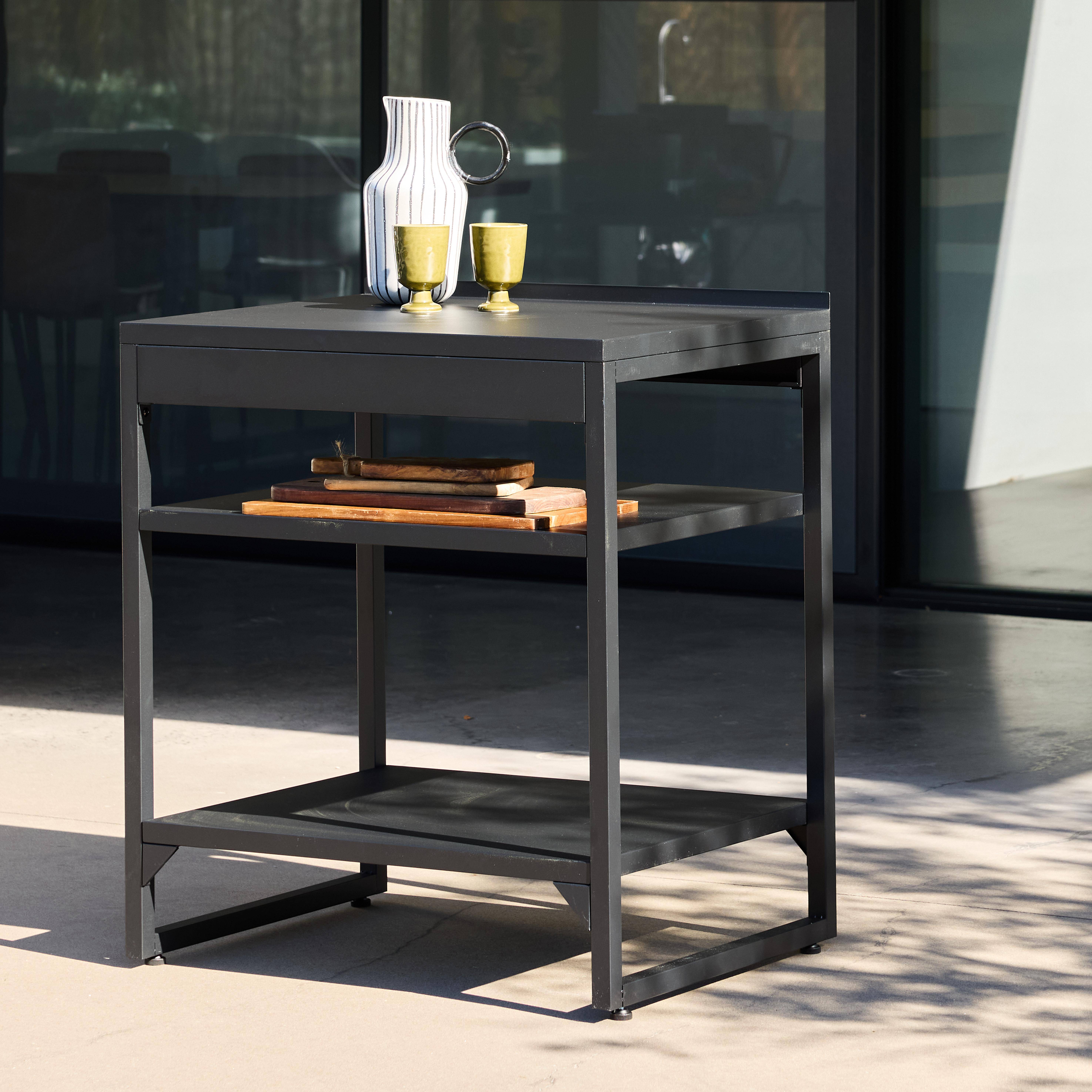 Buitenkeukenmodule 2 planken van staal zwart 80 x 60 x 92,5 cm - Kea,sweeek,Photo4
