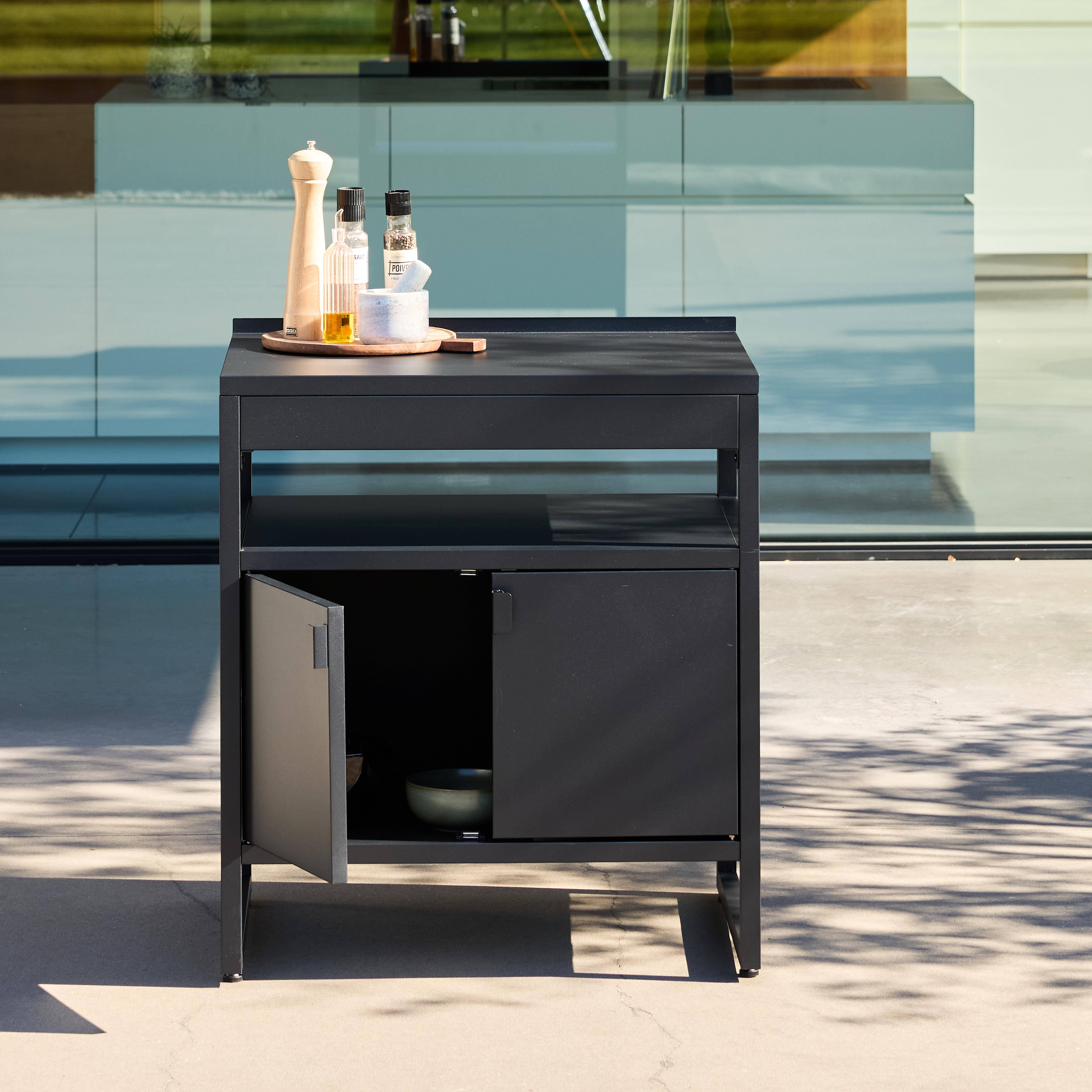 Kuchnia zewnętrzna stalowa 2 drzwi dł. 80cm czarna - Kea Photo2