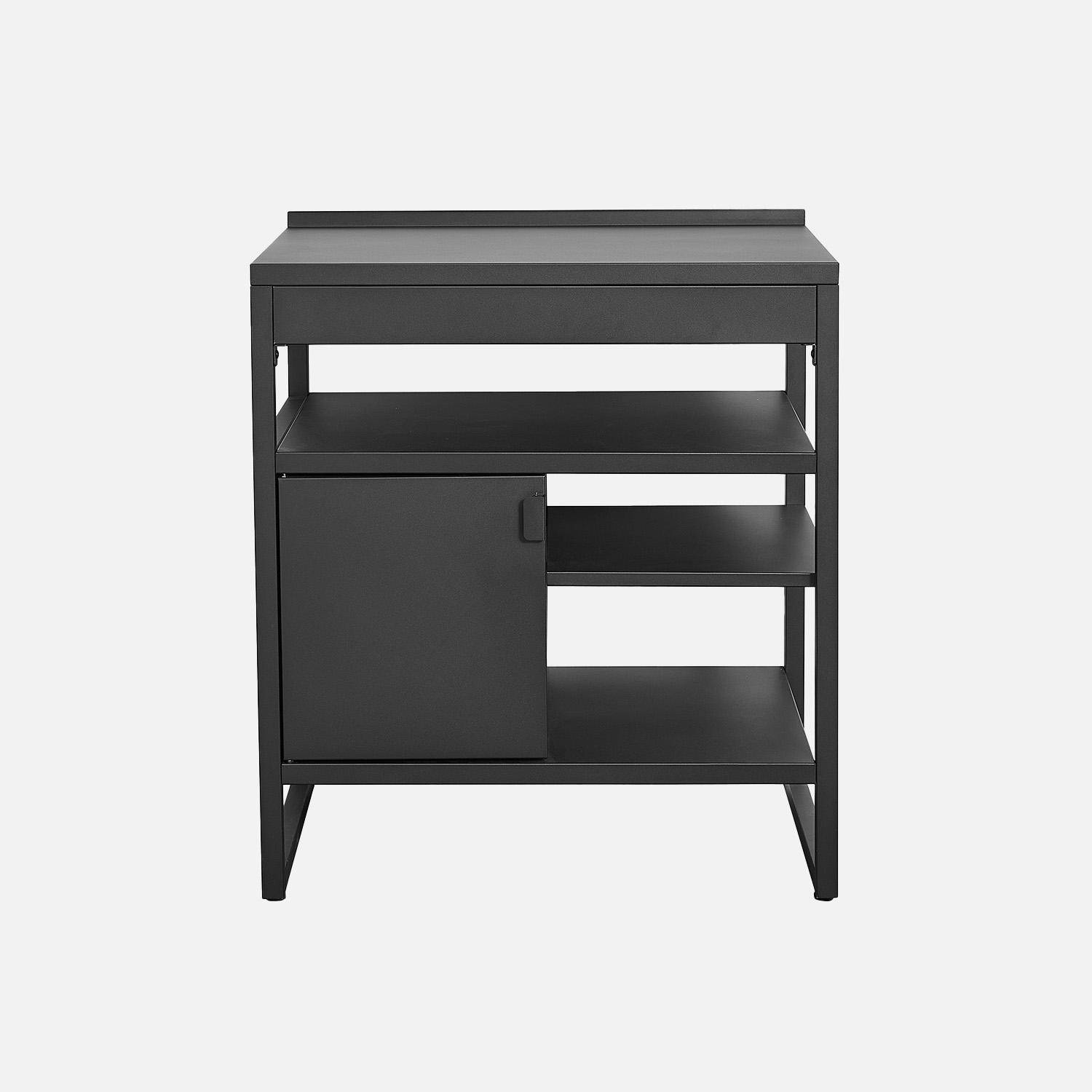 Cucina esterna in acciaio con 1 anta e 3 ripiani, 80cm Nero - 80x60x90 cm,sweeek,Photo2