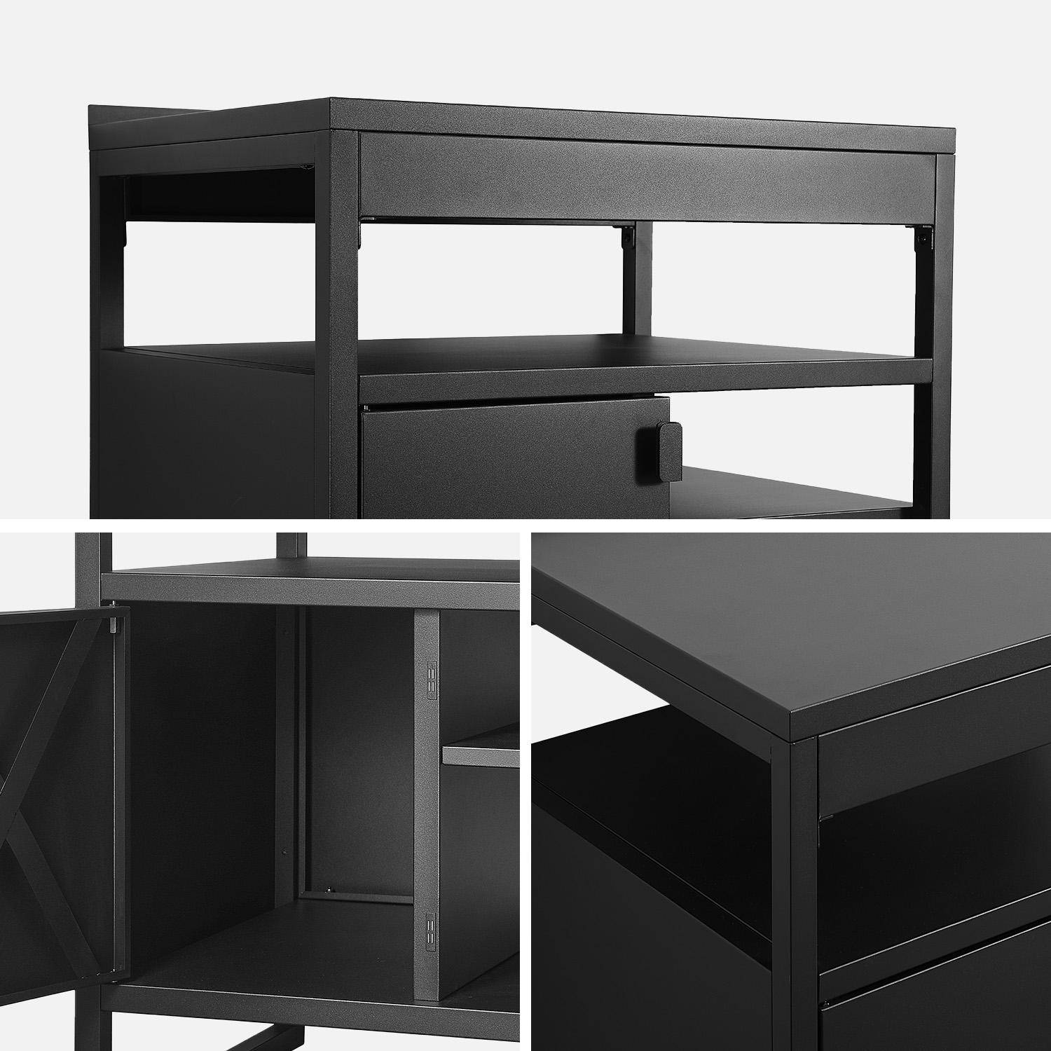 Cucina esterna in acciaio con 1 anta e 3 ripiani, 80cm Nero - 80x60x90 cm,sweeek,Photo4