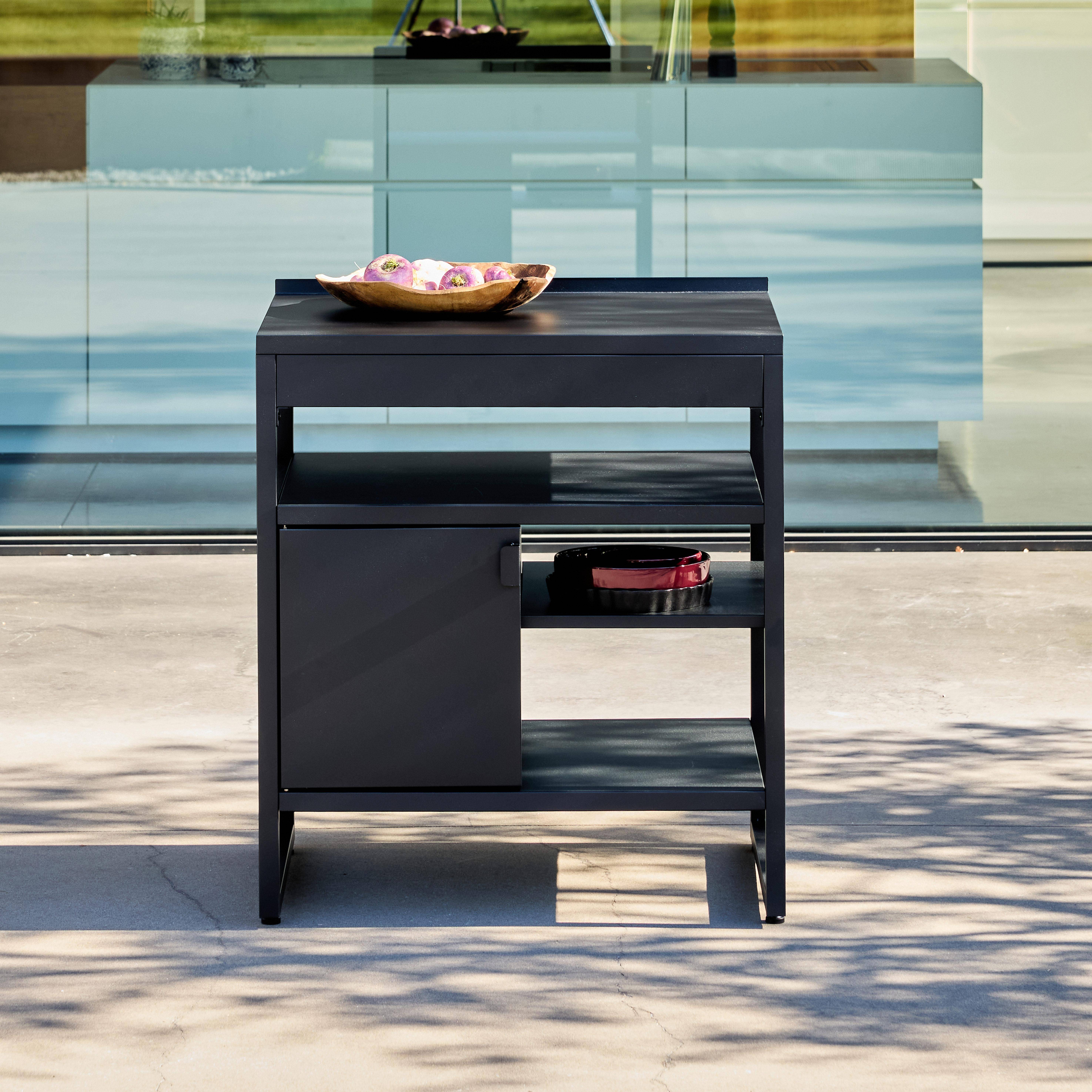 Buitenkeukenmodule 1 deur 3 planken van staal zwart 80 x 60 x 92,5 cm - Kea,sweeek,Photo1