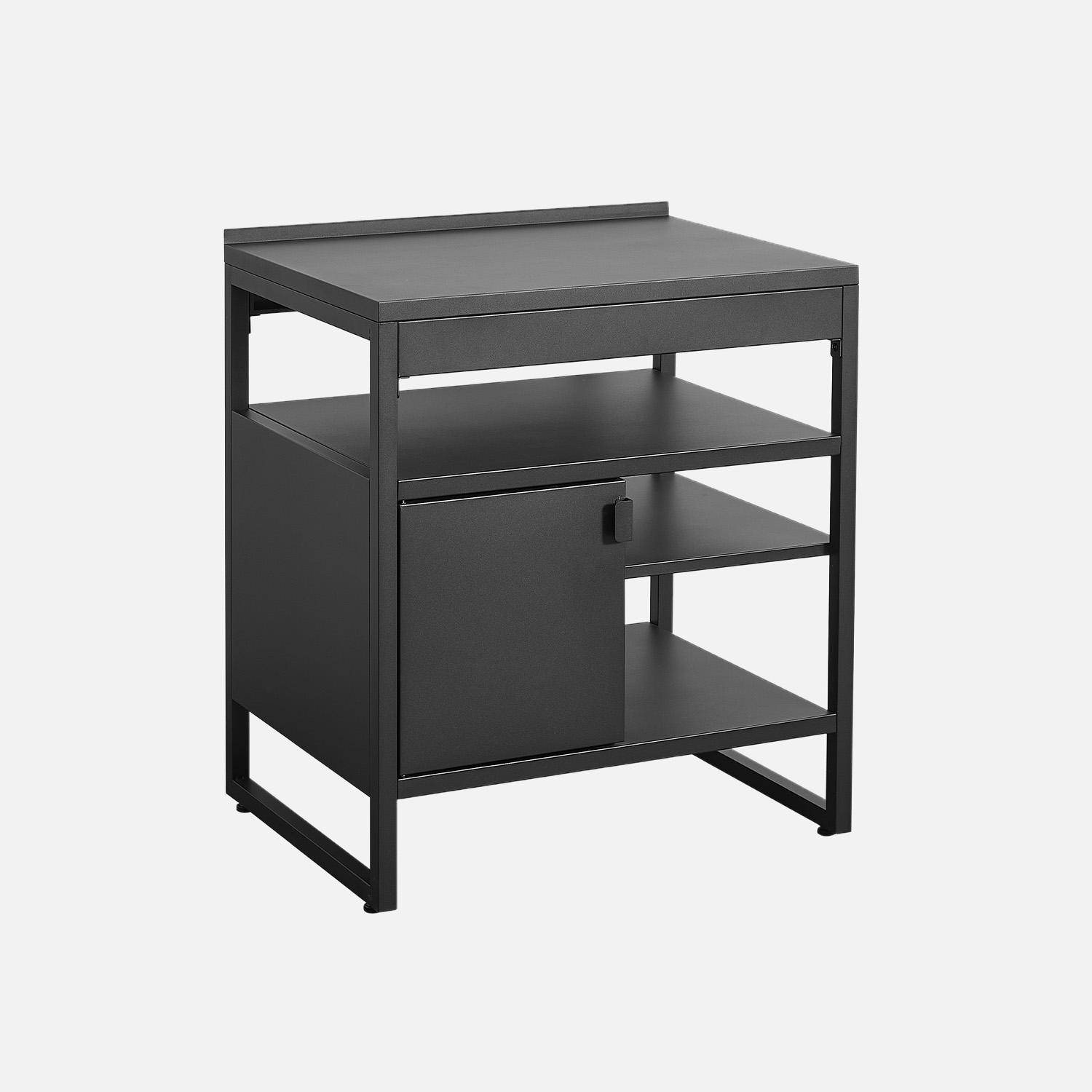 Cucina esterna in acciaio con 1 anta e 3 ripiani, 80cm Nero - 80x60x90 cm,sweeek,Photo1