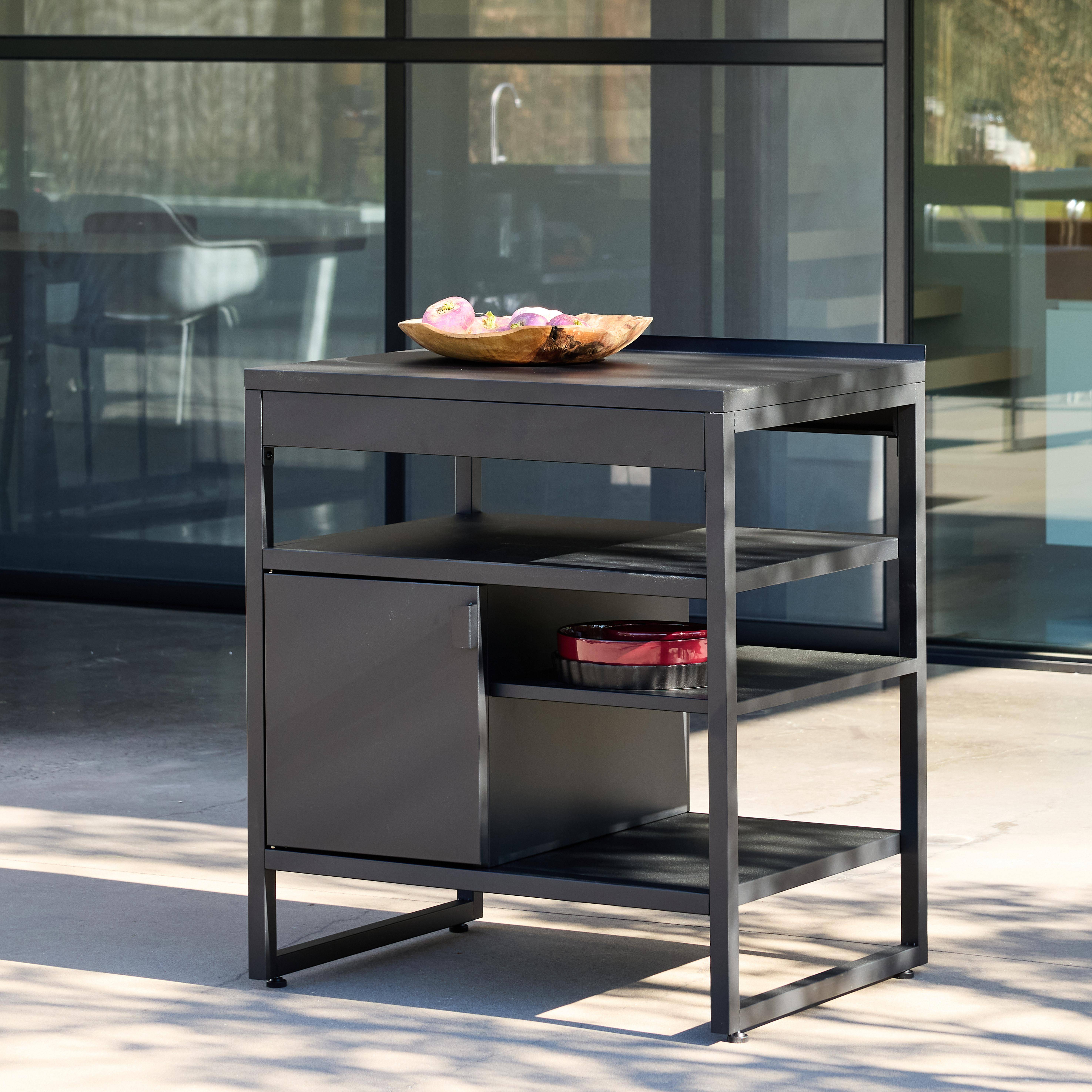 Cozinha externa de aço 1 porta 3 prateleiras, 80cm Preto - 80x60x90 cm,sweeek,Photo5