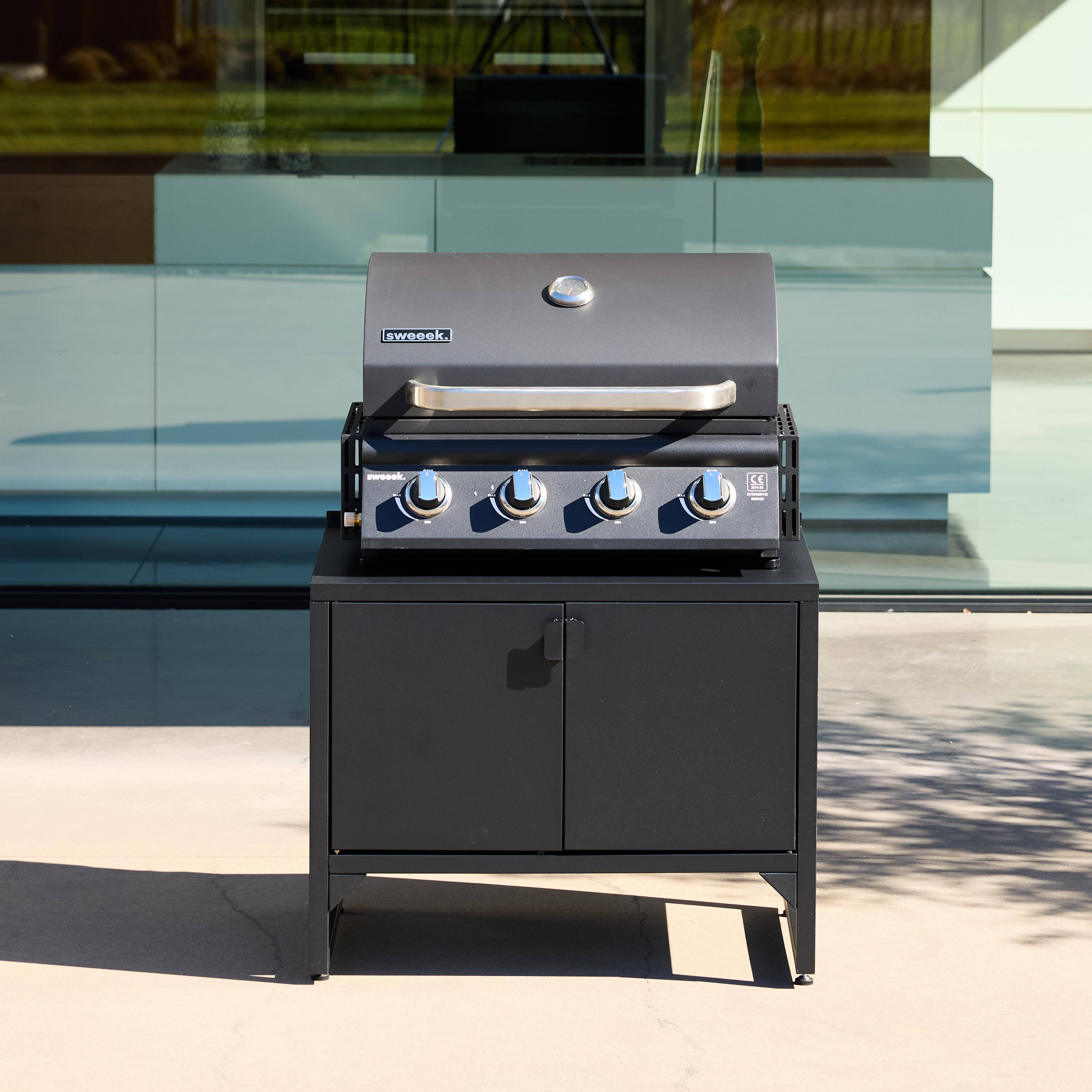 Cozinha exterior em aço 2 portas, 80cm Preto - 80x60x70 cm Photo9