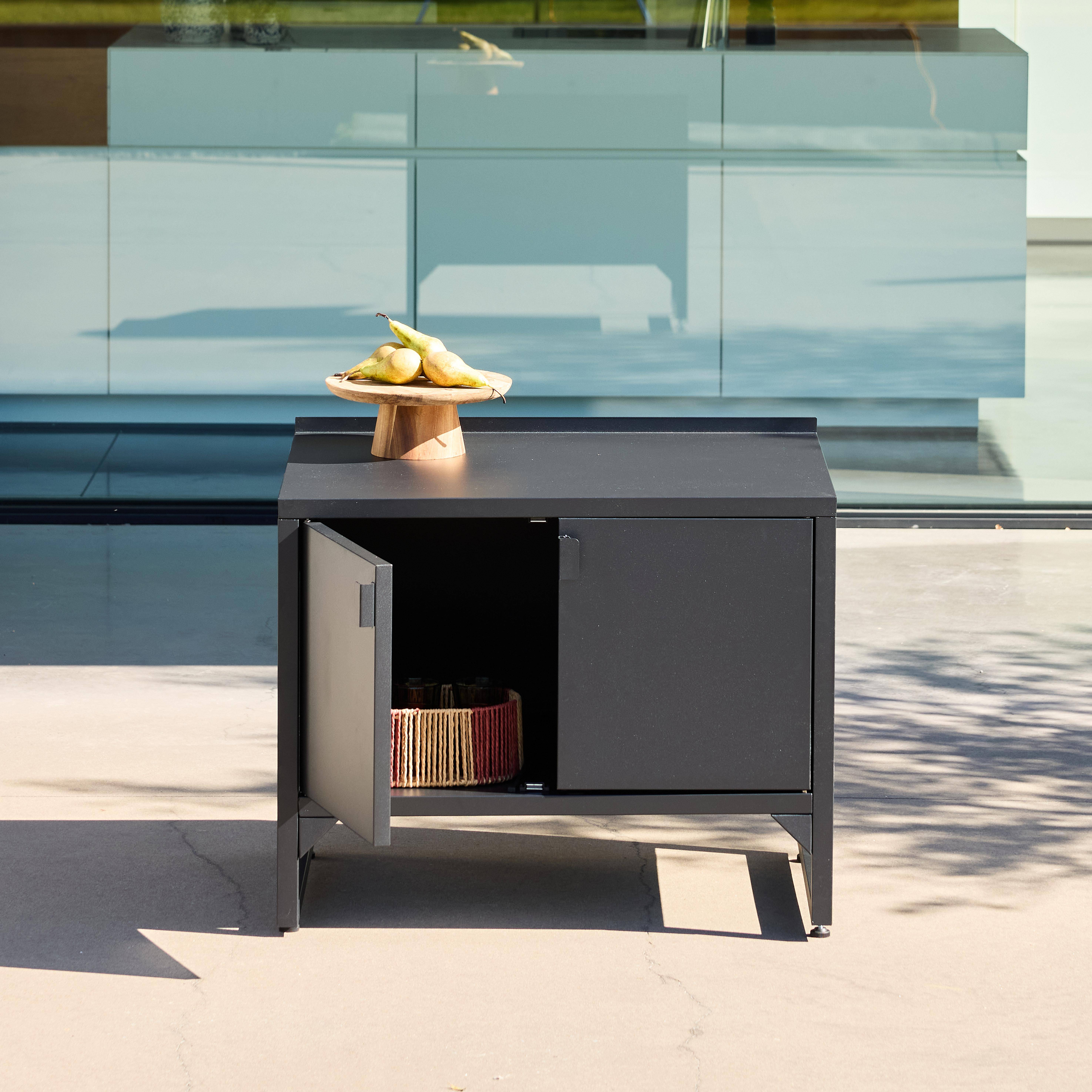 Cozinha exterior em aço 2 portas, 80cm Preto - 80x60x70 cm Photo2