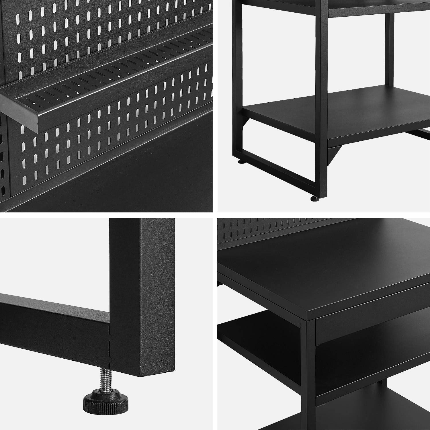 Cucina esterna in acciaio con 2 ripiani, 2 piani e supporto a parete, 80cm Nero - 80x60x157 cm Photo3