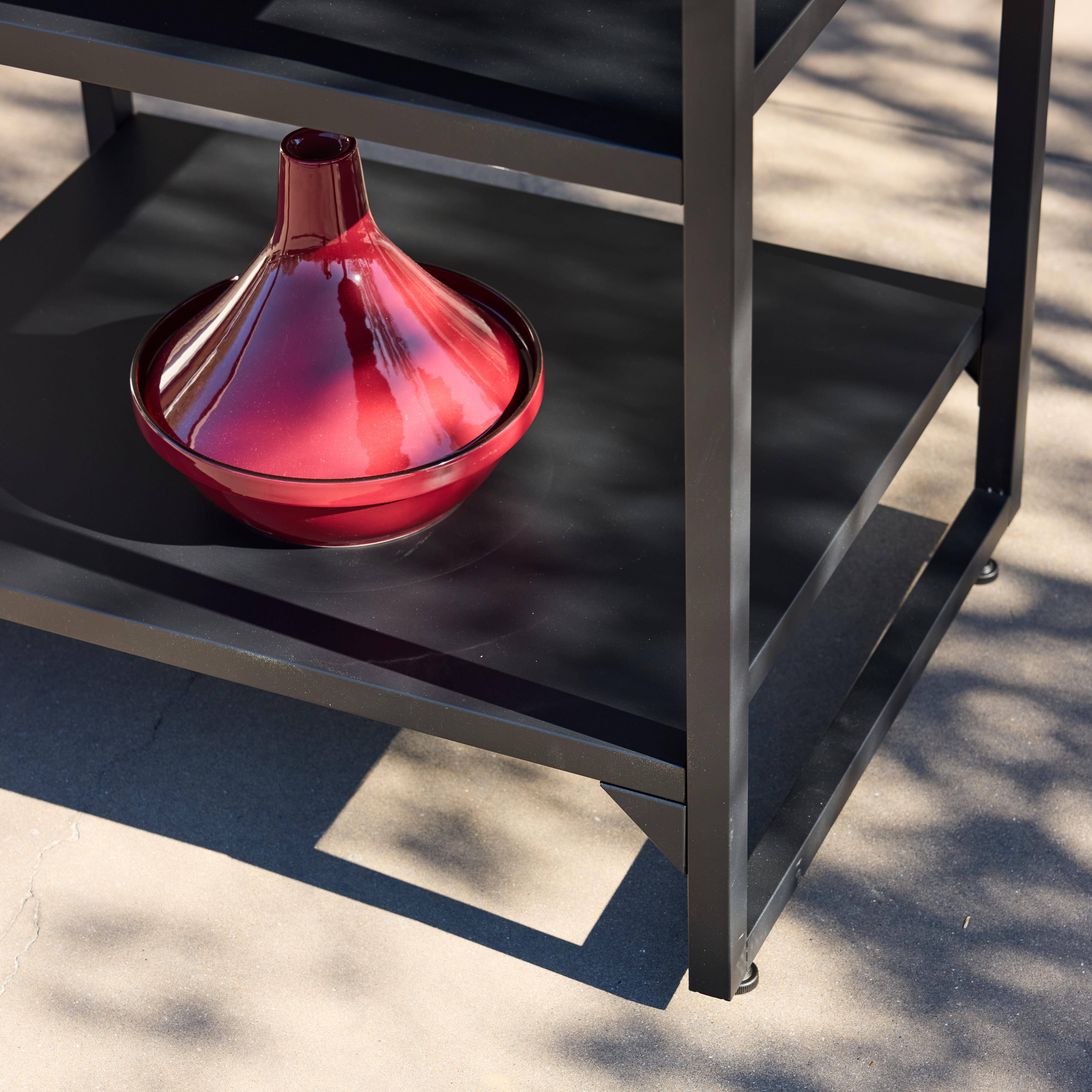 Outdoor kitchen steel 2 shelves 2 hanging shelves and pegboard L80cm black - Kea Photo4