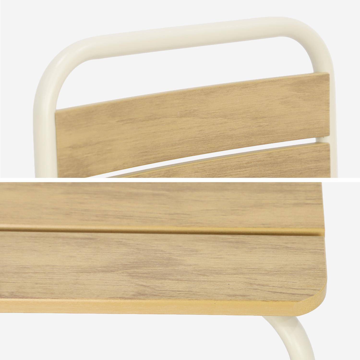 Gartentisch aus Stahl für Kinder mit Holzdekor + 2 Sitze, beige - Suzie Photo4