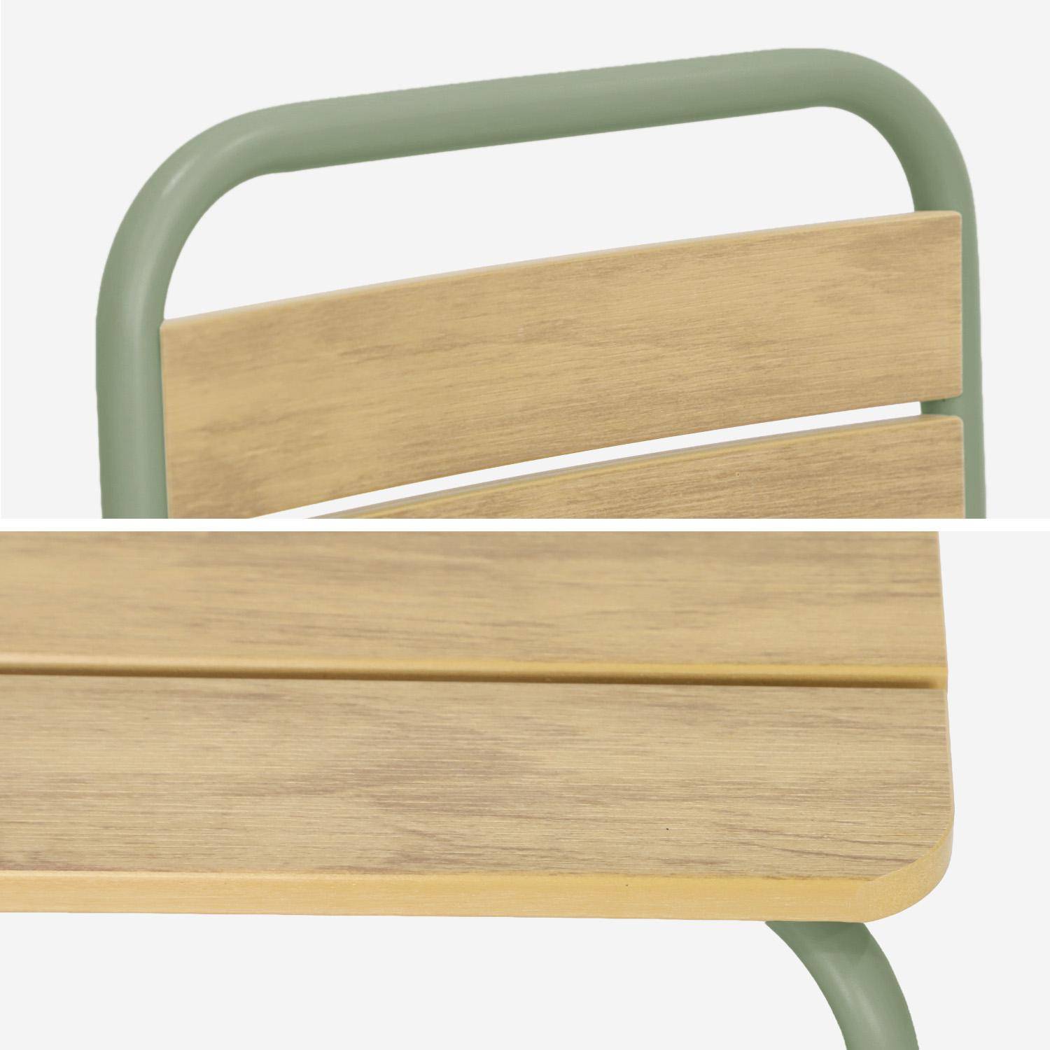 Stalen kindertuintafel met houtdecor en 2 stoelen groengrijs - Suzie,sweeek,Photo4
