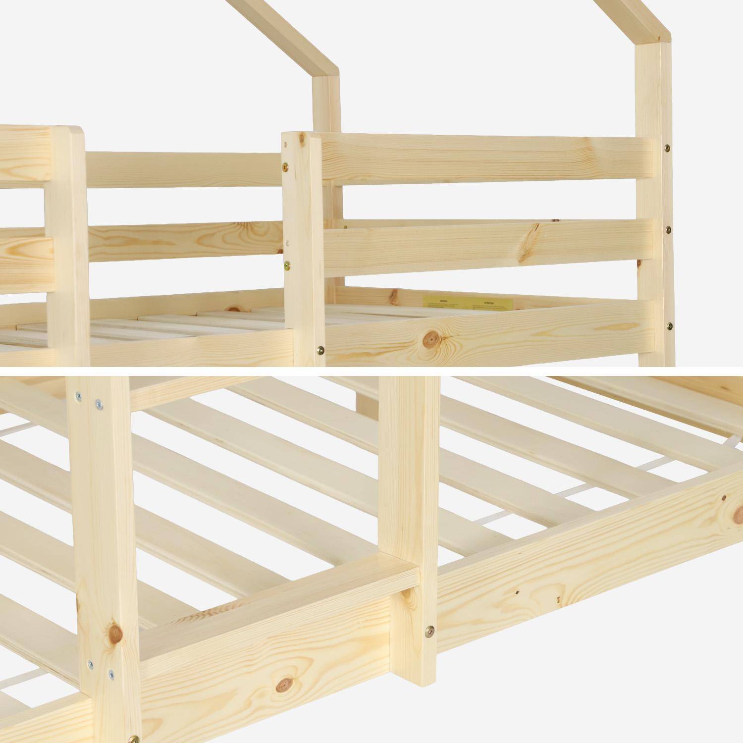 Litera infantil cabaña de pino natural, 90cm, Roya, Natural, 223x199x96 cm Photo4